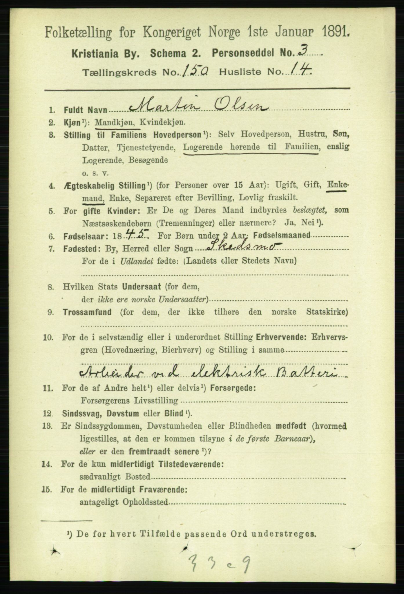 RA, 1891 census for 0301 Kristiania, 1891, p. 84061