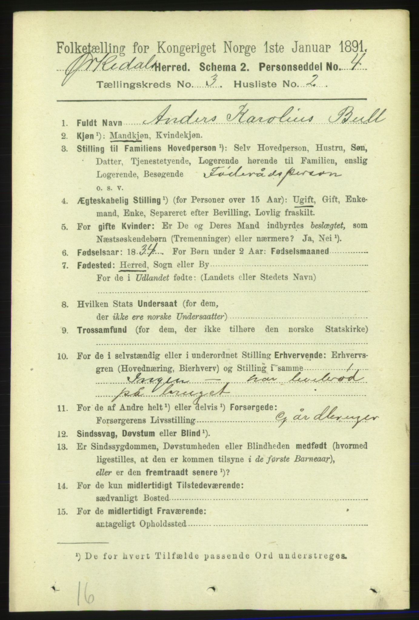 RA, 1891 census for 1638 Orkdal, 1891, p. 1487