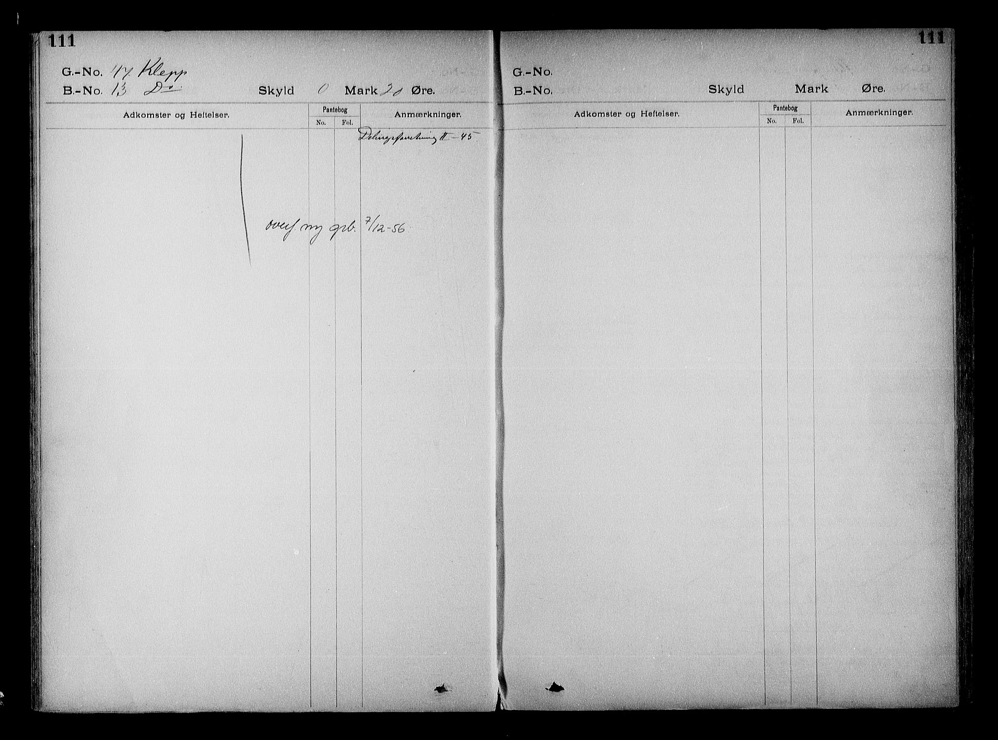 Vestre Nedenes/Sand sorenskriveri, SAK/1221-0010/G/Ga/L0022: Mortgage register no. 15, 1899-1957, p. 111