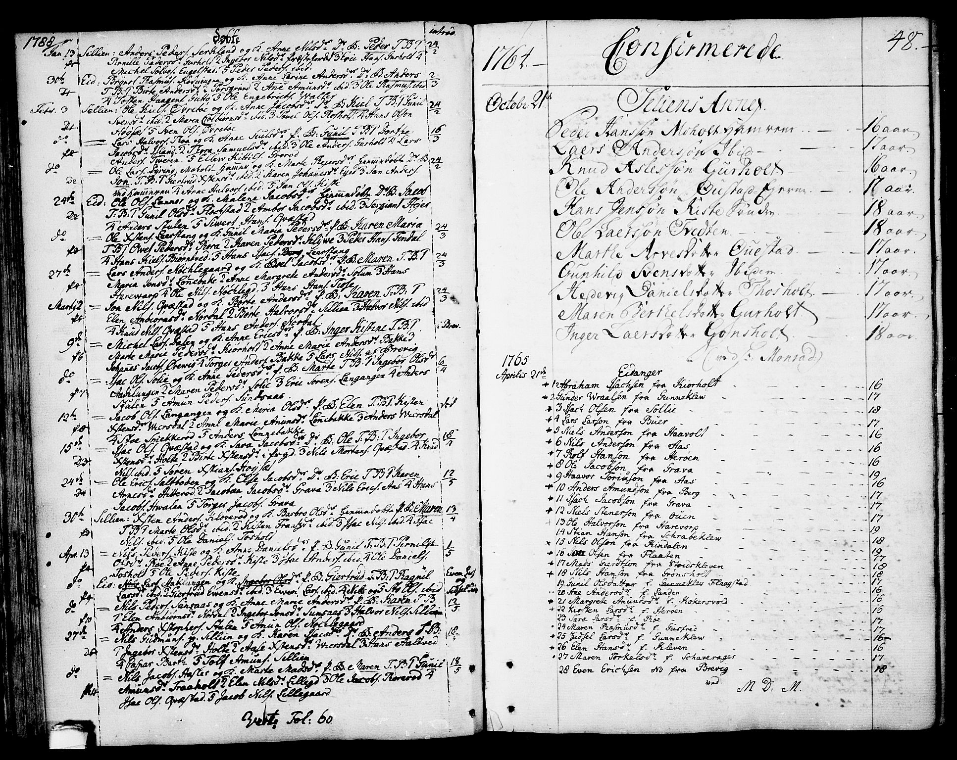 Eidanger kirkebøker, SAKO/A-261/F/Fa/L0006: Parish register (official) no. 6, 1764-1814, p. 48