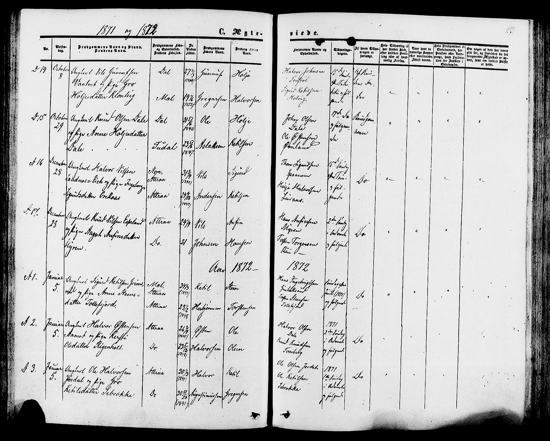 Tinn kirkebøker, SAKO/A-308/F/Fa/L0006: Parish register (official) no. I 6, 1857-1878, p. 271