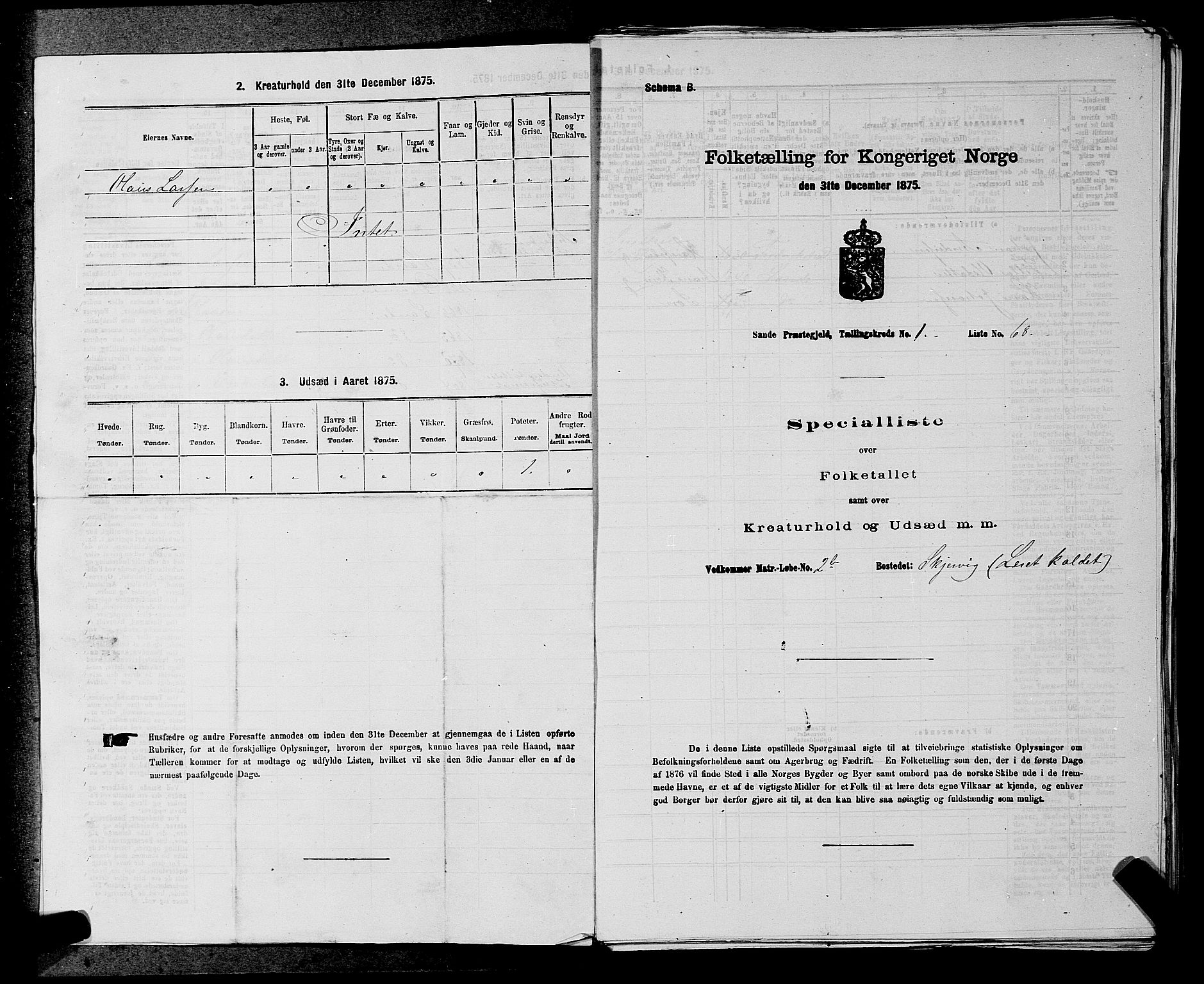 SAKO, 1875 census for 0713P Sande, 1875, p. 48