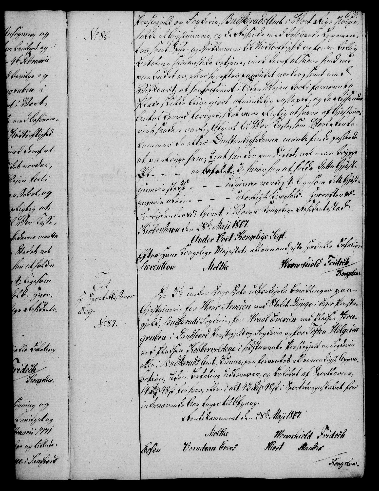 Rentekammeret, Kammerkanselliet, AV/RA-EA-3111/G/Gg/Gga/L0019: Norsk ekspedisjonsprotokoll med register (merket RK 53.19), 1807-1810, p. 63