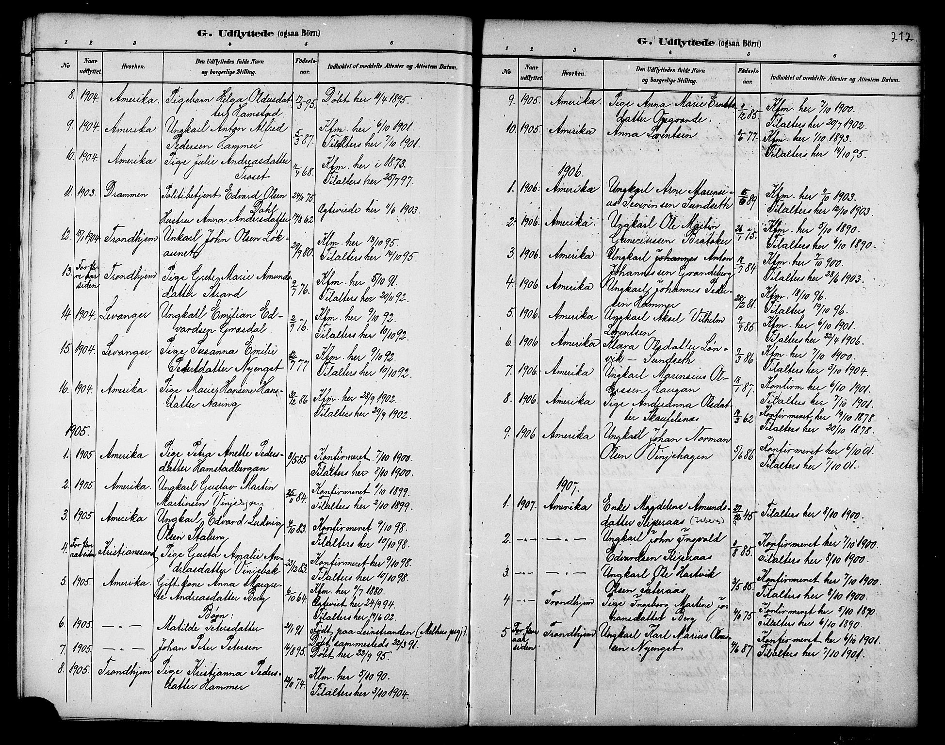 Ministerialprotokoller, klokkerbøker og fødselsregistre - Nord-Trøndelag, SAT/A-1458/733/L0327: Parish register (copy) no. 733C02, 1888-1918, p. 212