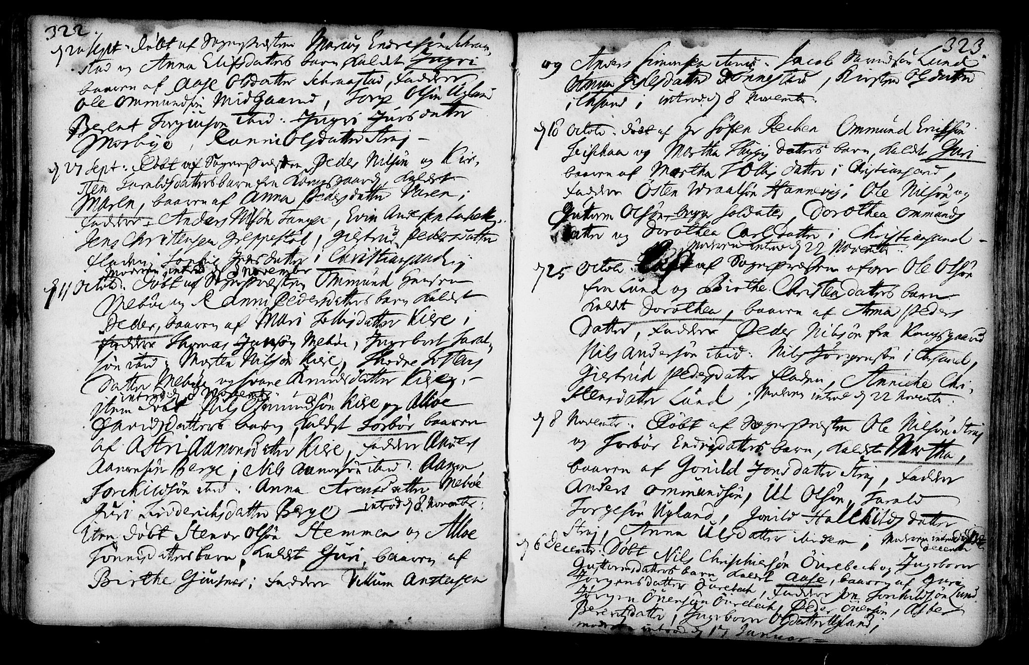 Oddernes sokneprestkontor, AV/SAK-1111-0033/F/Fa/Faa/L0001: Parish register (official) no. A 1, 1692-1718, p. 322-323