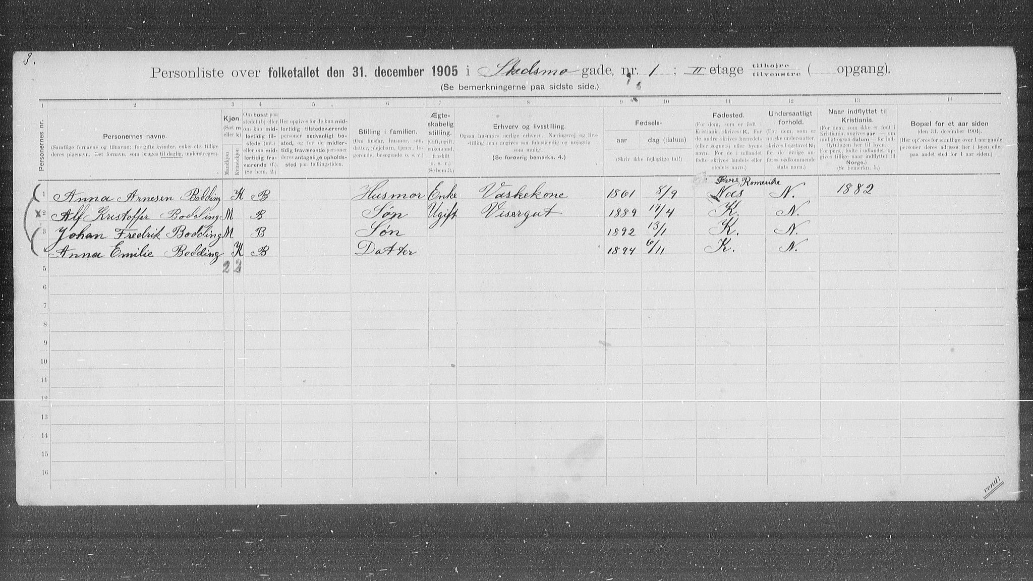 OBA, Municipal Census 1905 for Kristiania, 1905, p. 49413