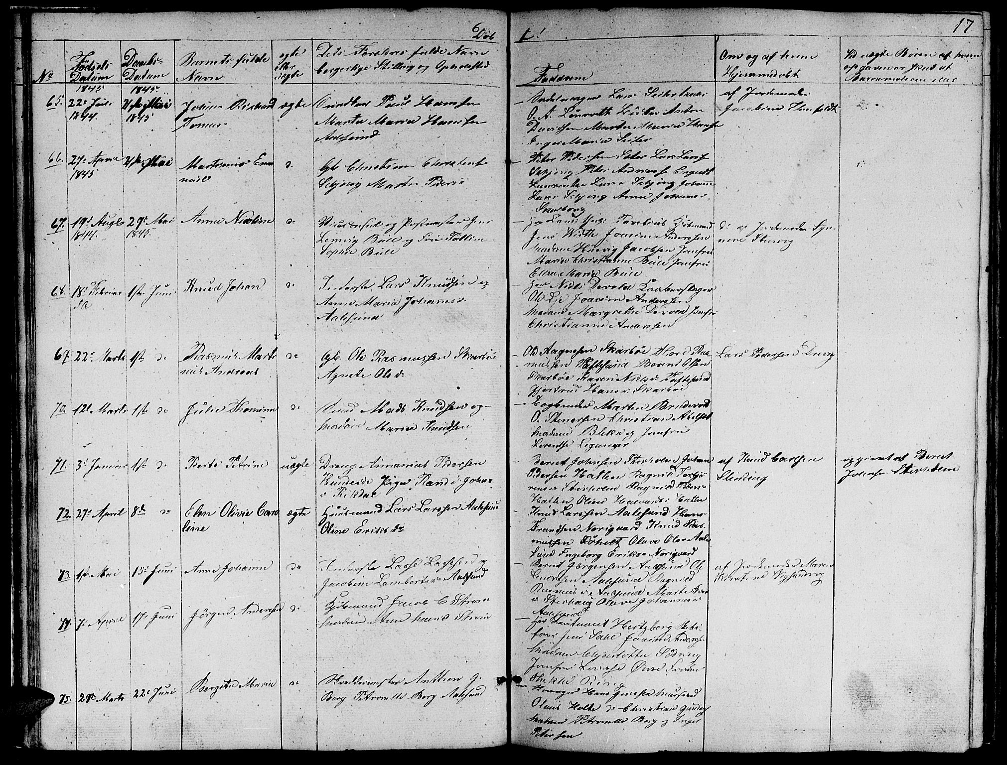 Ministerialprotokoller, klokkerbøker og fødselsregistre - Møre og Romsdal, AV/SAT-A-1454/528/L0426: Parish register (copy) no. 528C07, 1844-1854, p. 17