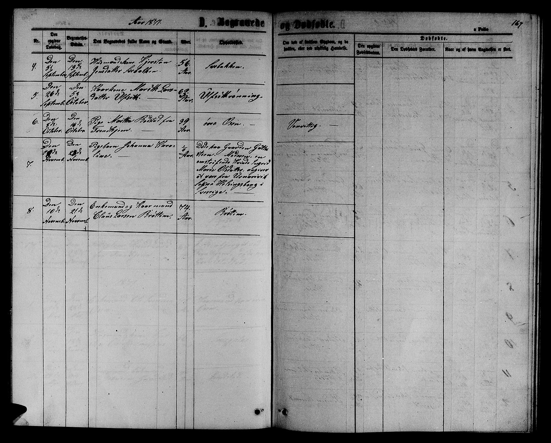 Ministerialprotokoller, klokkerbøker og fødselsregistre - Sør-Trøndelag, SAT/A-1456/618/L0451: Parish register (copy) no. 618C02, 1865-1883, p. 167
