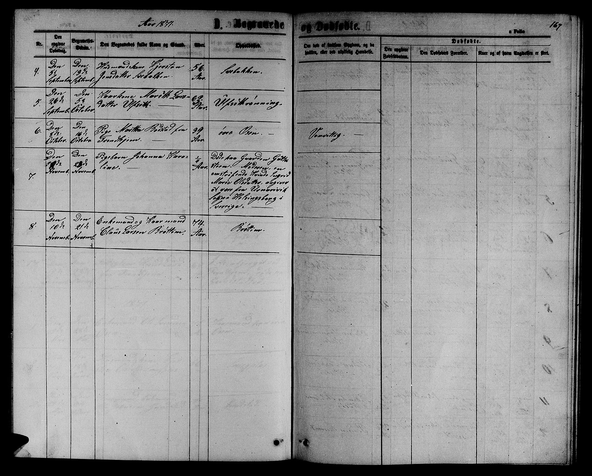 Ministerialprotokoller, klokkerbøker og fødselsregistre - Sør-Trøndelag, AV/SAT-A-1456/618/L0451: Parish register (copy) no. 618C02, 1865-1883, p. 167