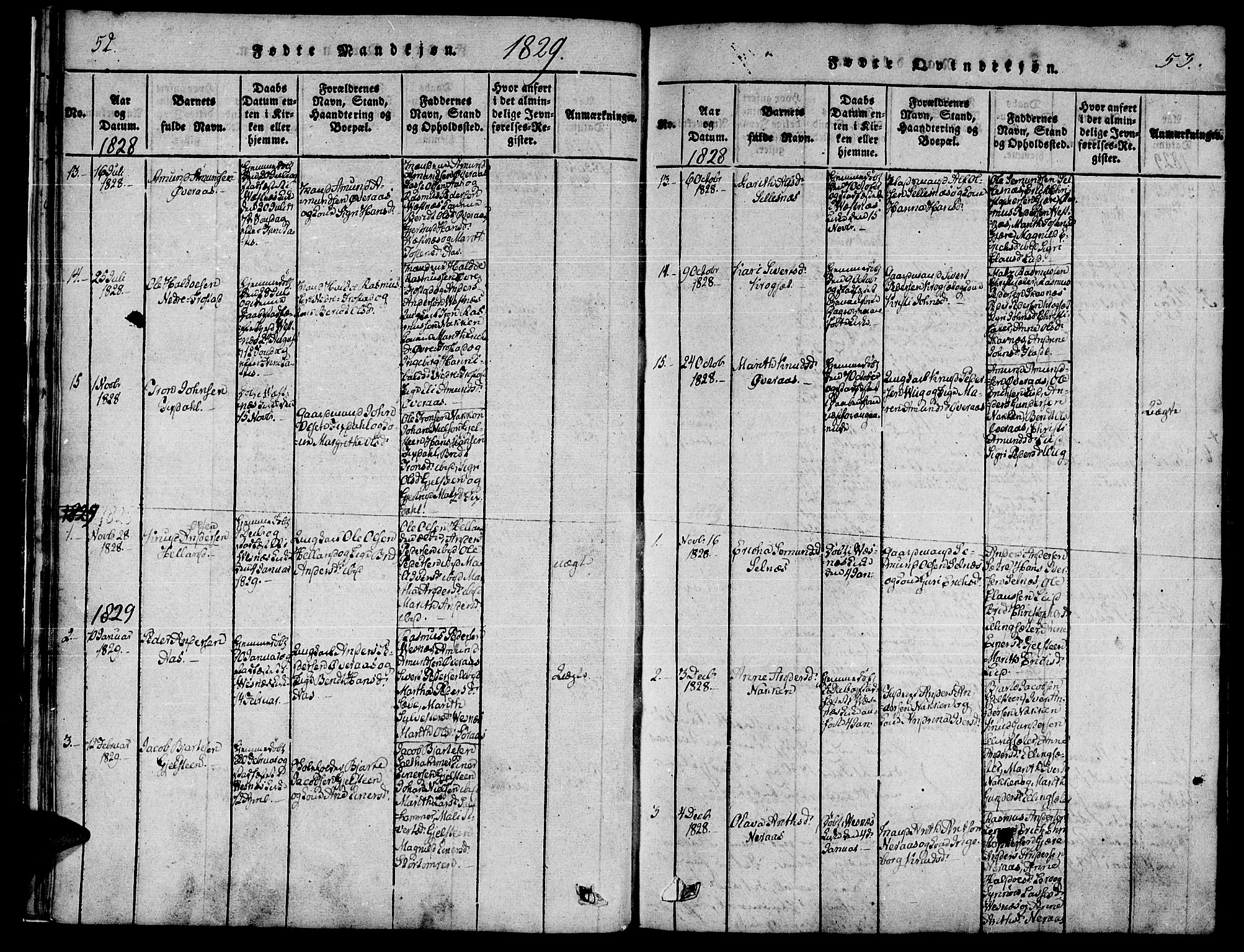 Ministerialprotokoller, klokkerbøker og fødselsregistre - Møre og Romsdal, AV/SAT-A-1454/539/L0528: Parish register (official) no. 539A01, 1818-1847, p. 52-53