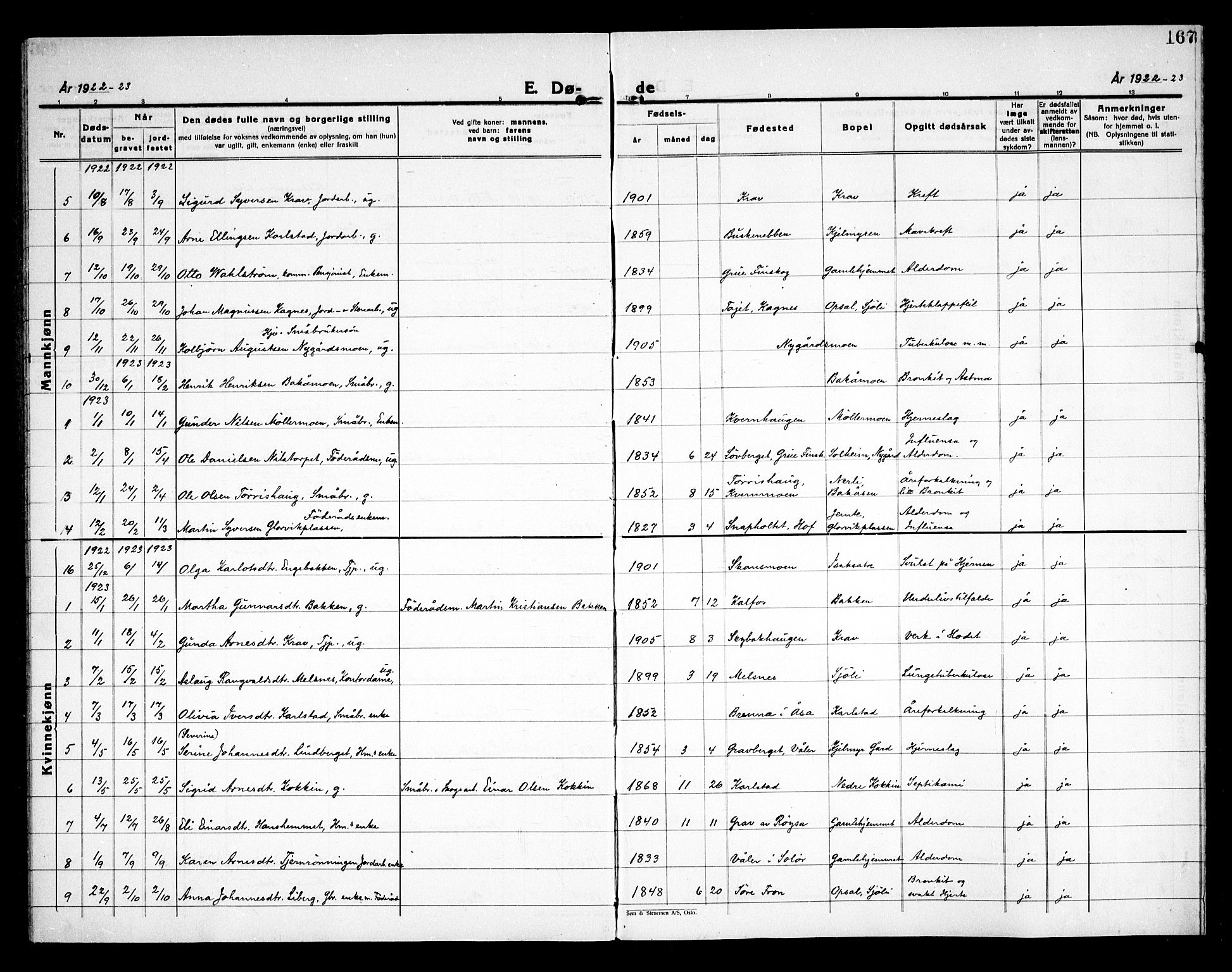 Åsnes prestekontor, SAH/PREST-042/H/Ha/Haa/L0000D: Parish register (official) no. 0B, 1890-1929, p. 167