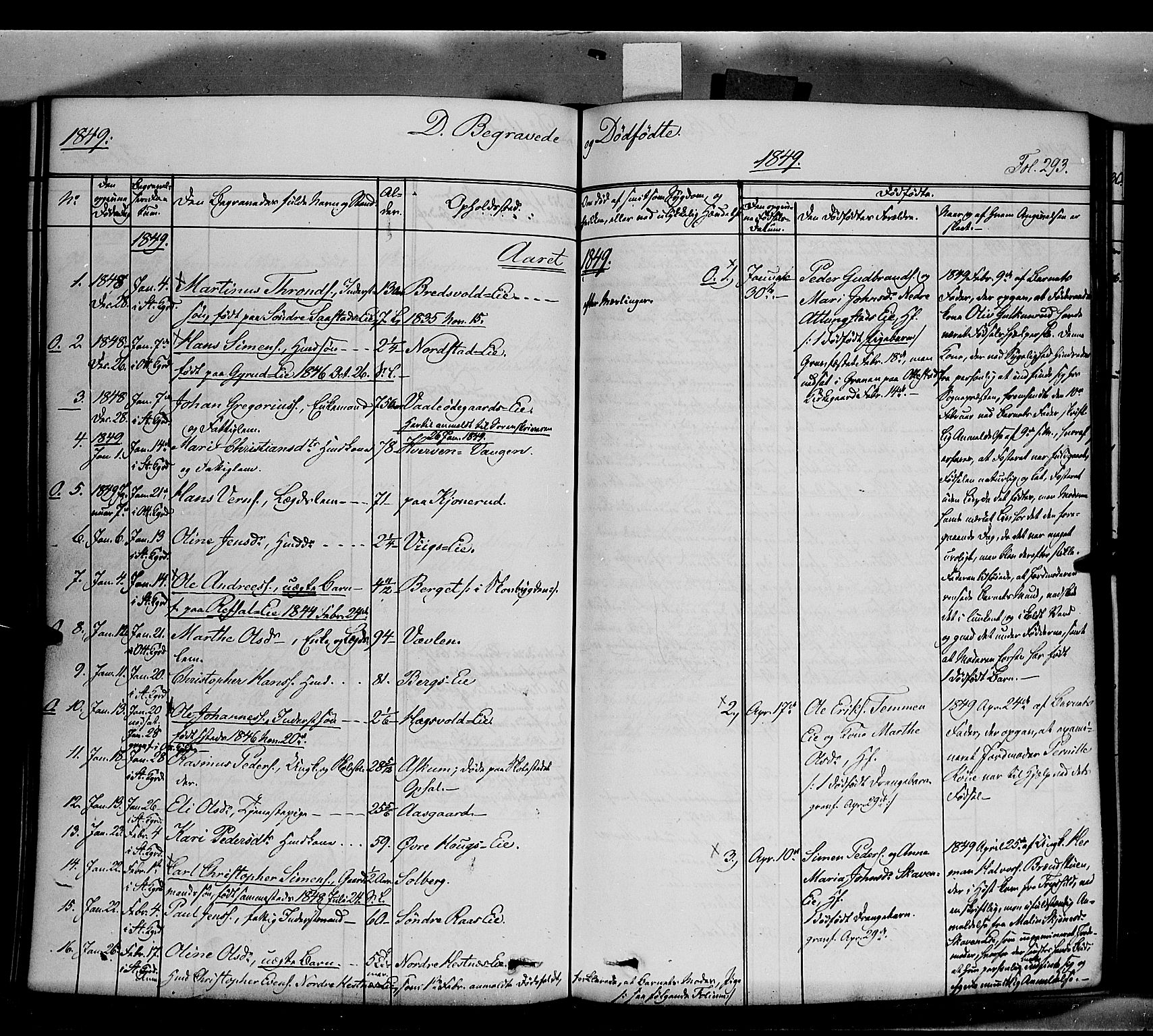 Stange prestekontor, SAH/PREST-002/K/L0011: Parish register (official) no. 11, 1846-1852, p. 293
