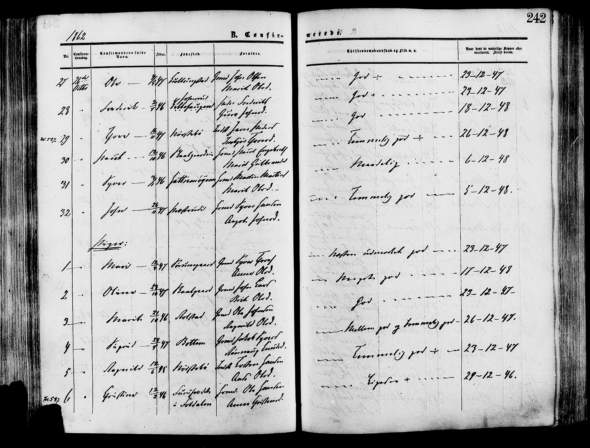 Lesja prestekontor, AV/SAH-PREST-068/H/Ha/Haa/L0008: Parish register (official) no. 8, 1854-1880, p. 242