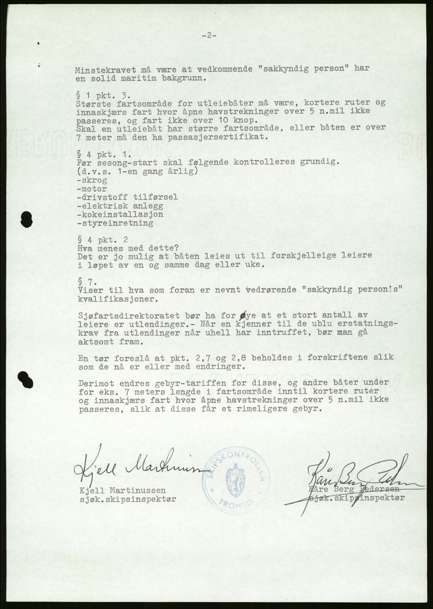 Sjøfartsdirektoratet med forløpere, generelt arkiv, AV/RA-S-1407/D/Du/Duc/L0642/0001: Skipskontrollen - Forskrifter / Forskrift om utleiebåter (2 mapper), 1978-1987, p. 359