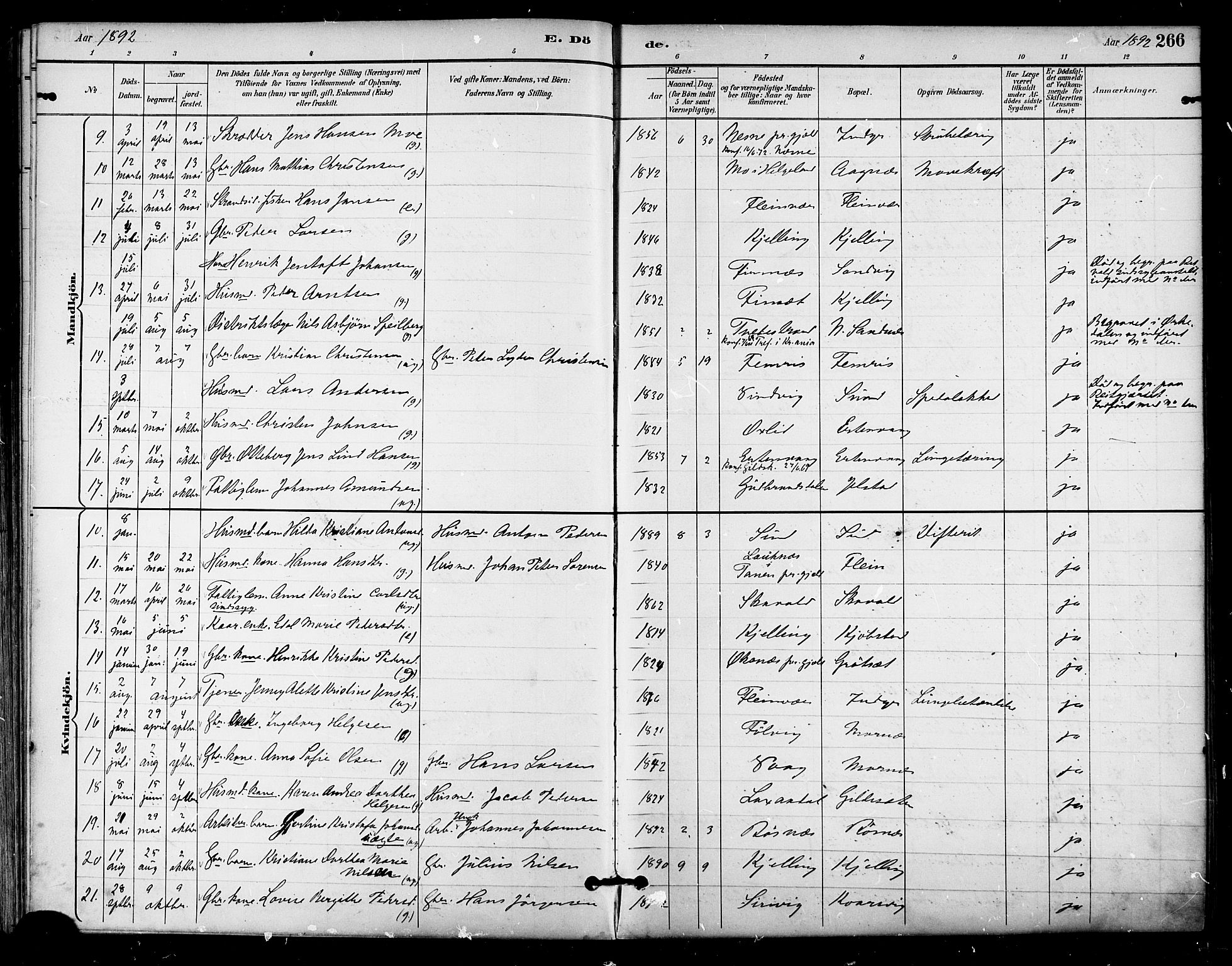 Ministerialprotokoller, klokkerbøker og fødselsregistre - Nordland, SAT/A-1459/805/L0101: Parish register (official) no. 805A07, 1892-1899, p. 266