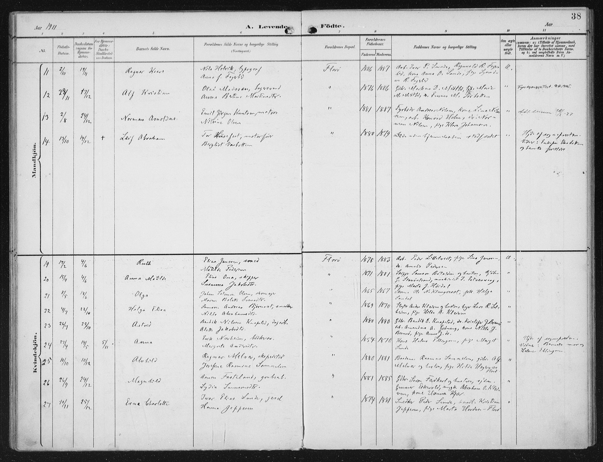 Kinn sokneprestembete, SAB/A-80801/H/Haa/Haac/L0002: Parish register (official) no. C 2, 1895-1916, p. 38