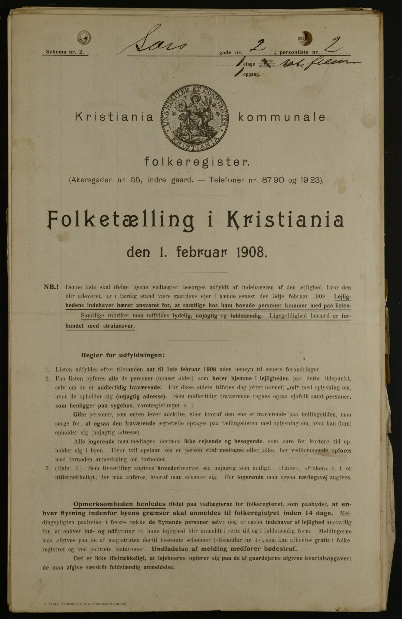 OBA, Municipal Census 1908 for Kristiania, 1908, p. 80413