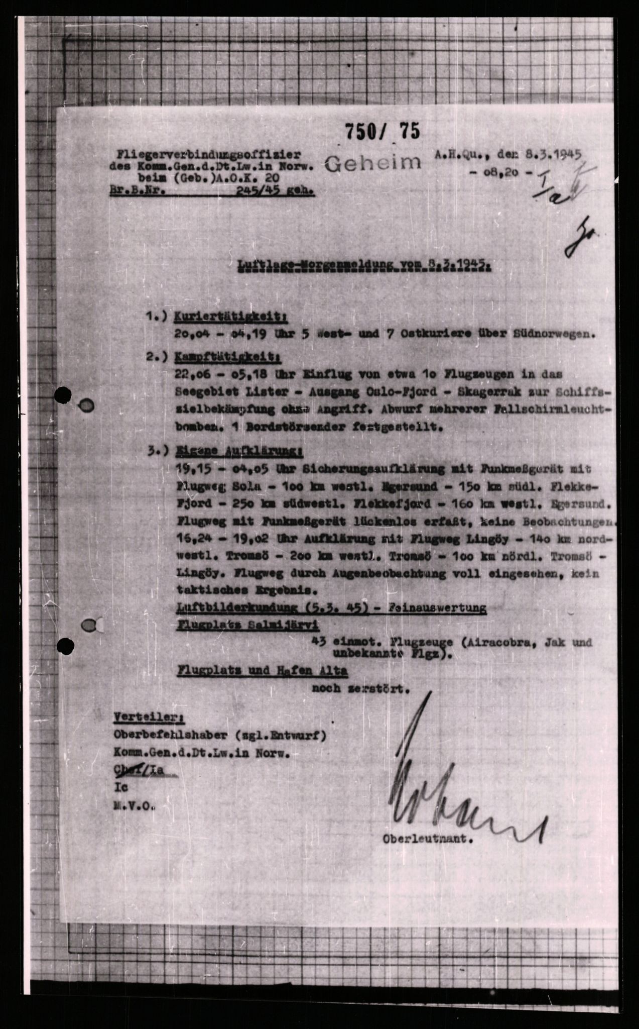 Forsvarets Overkommando. 2 kontor. Arkiv 11.4. Spredte tyske arkivsaker, AV/RA-RAFA-7031/D/Dar/Dara/L0008: Krigsdagbøker for 20. Gebirgs-Armee-Oberkommando (AOK 20), 1945, p. 320