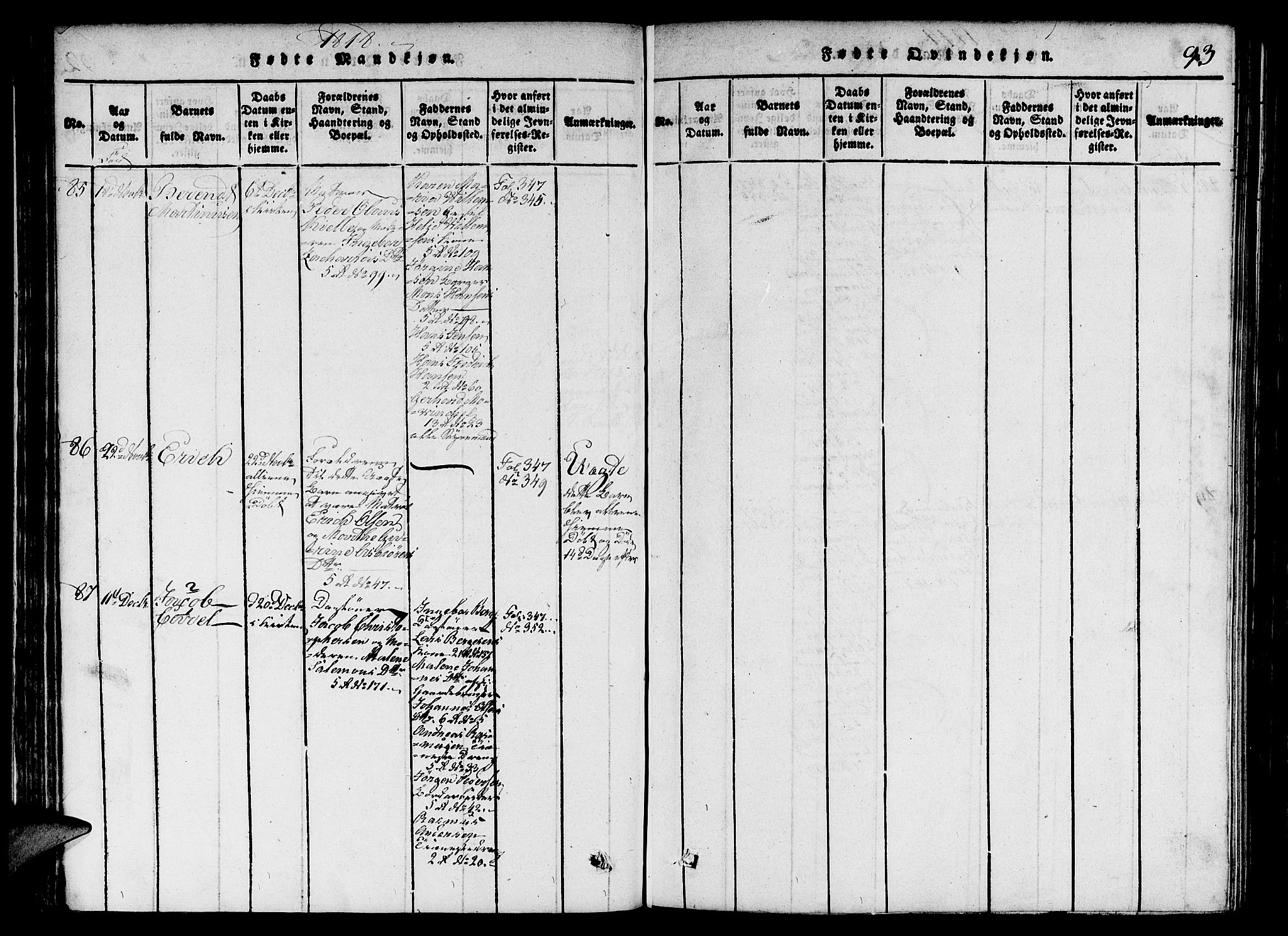 Nykirken Sokneprestembete, AV/SAB-A-77101/H/Hab/L0003: Parish register (copy) no. A 4, 1816-1821, p. 93