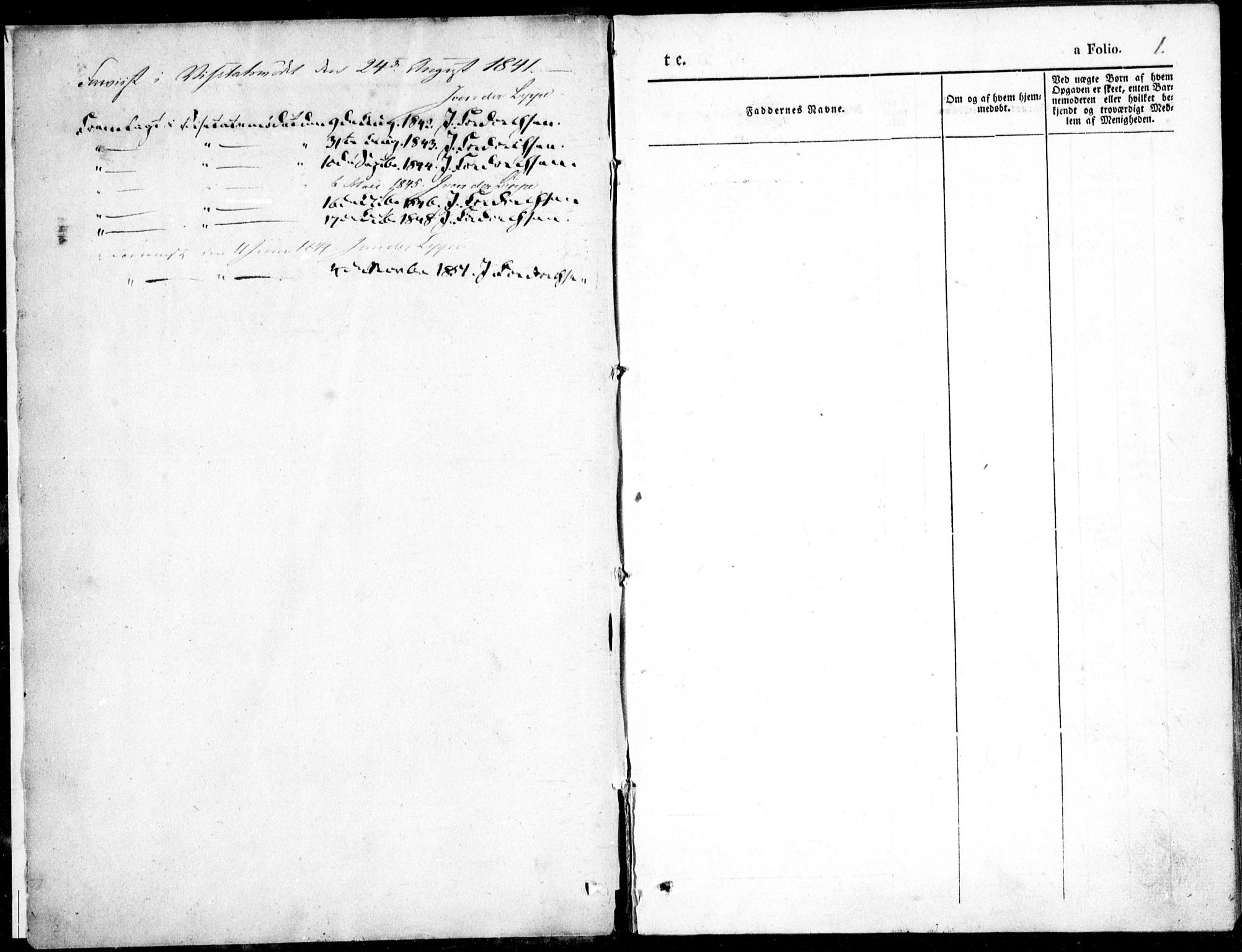 Vestre Moland sokneprestkontor, SAK/1111-0046/F/Fb/Fbb/L0002: Parish register (copy) no. B 2, 1836-1851, p. 1