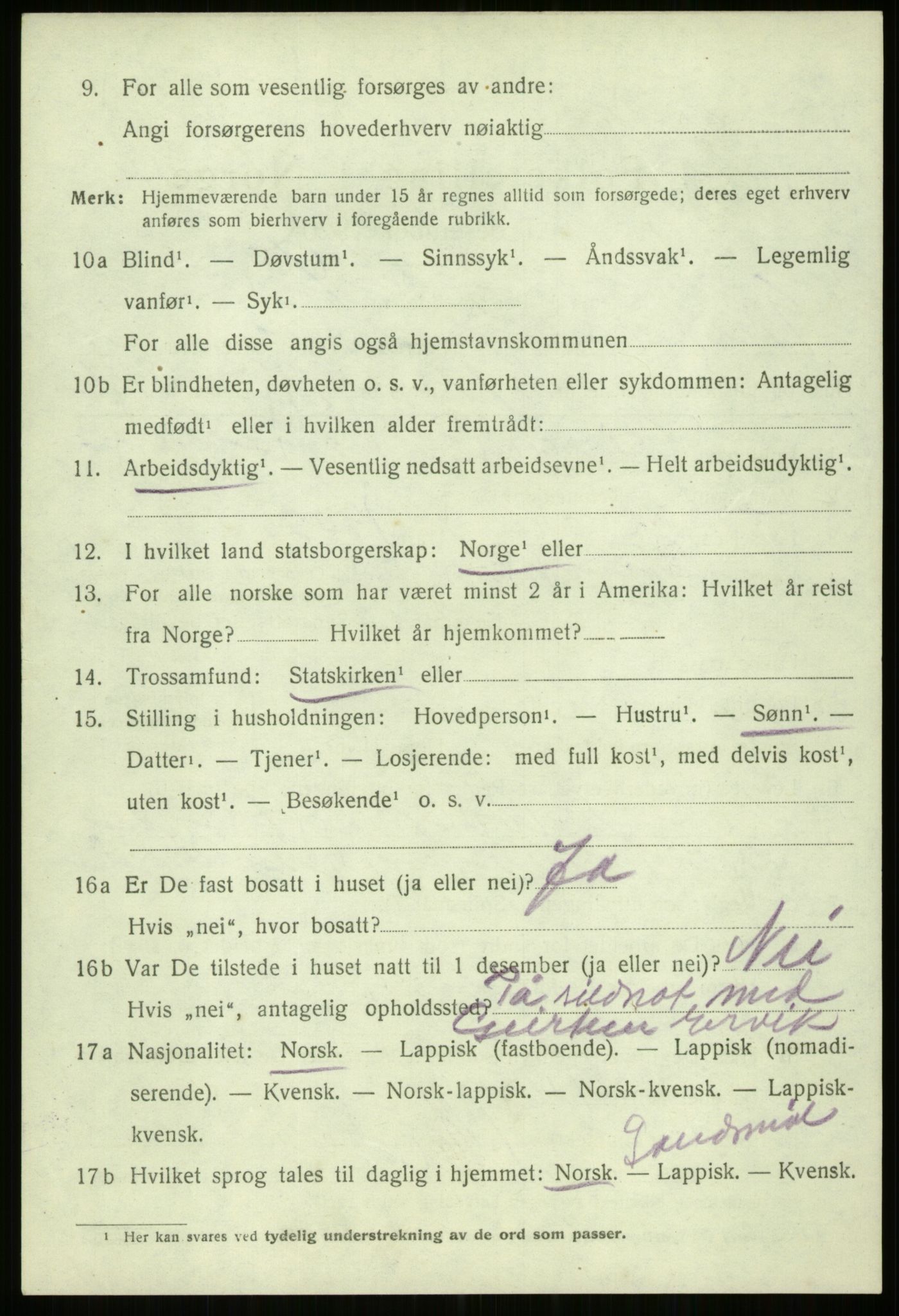 SATØ, 1920 census for Trondenes, 1920, p. 21906