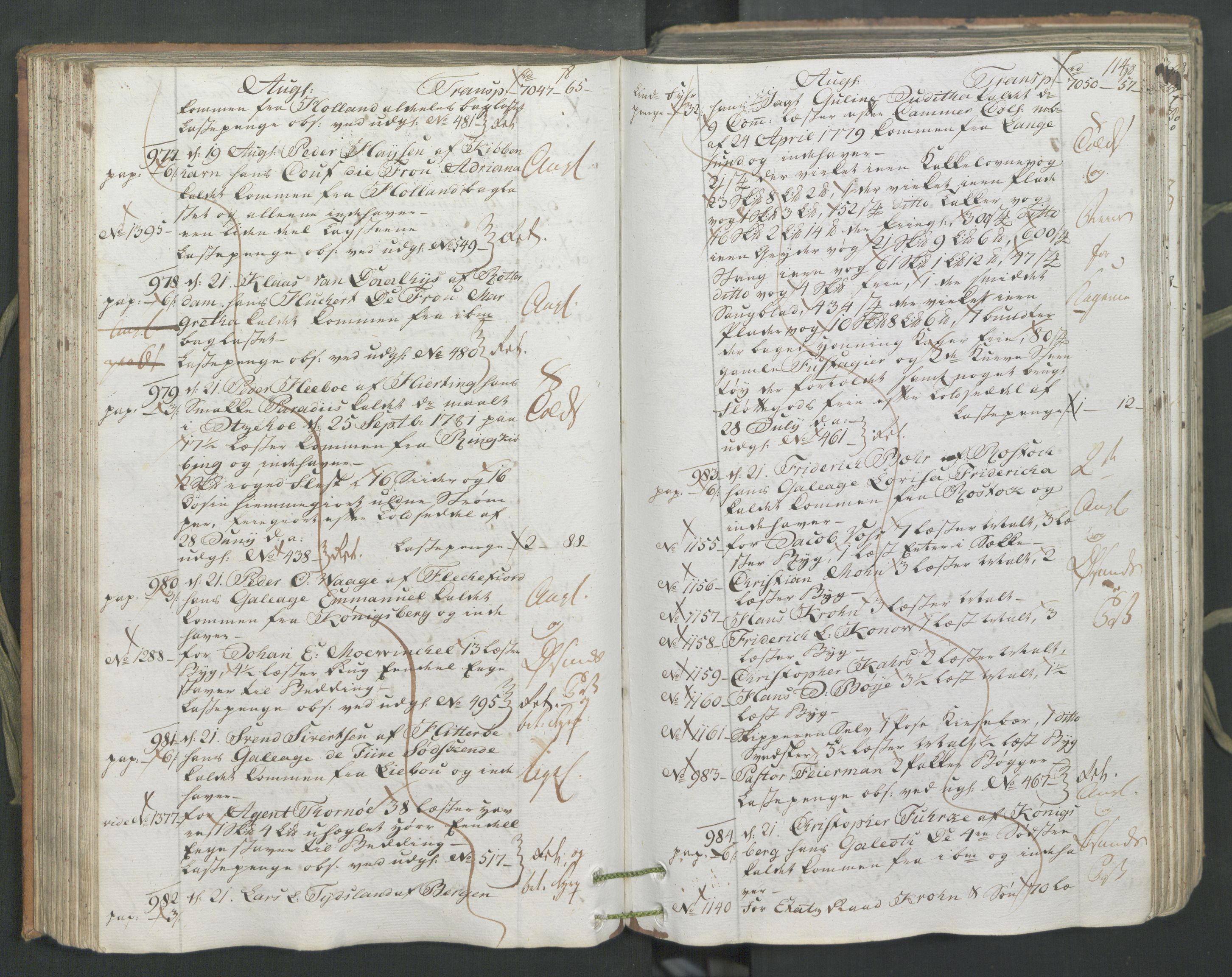 Generaltollkammeret, tollregnskaper, AV/RA-EA-5490/R26/L0222/0001: Tollregnskaper Bergen A / Inngående hovedtollbok, 1786, p. 113b-114a
