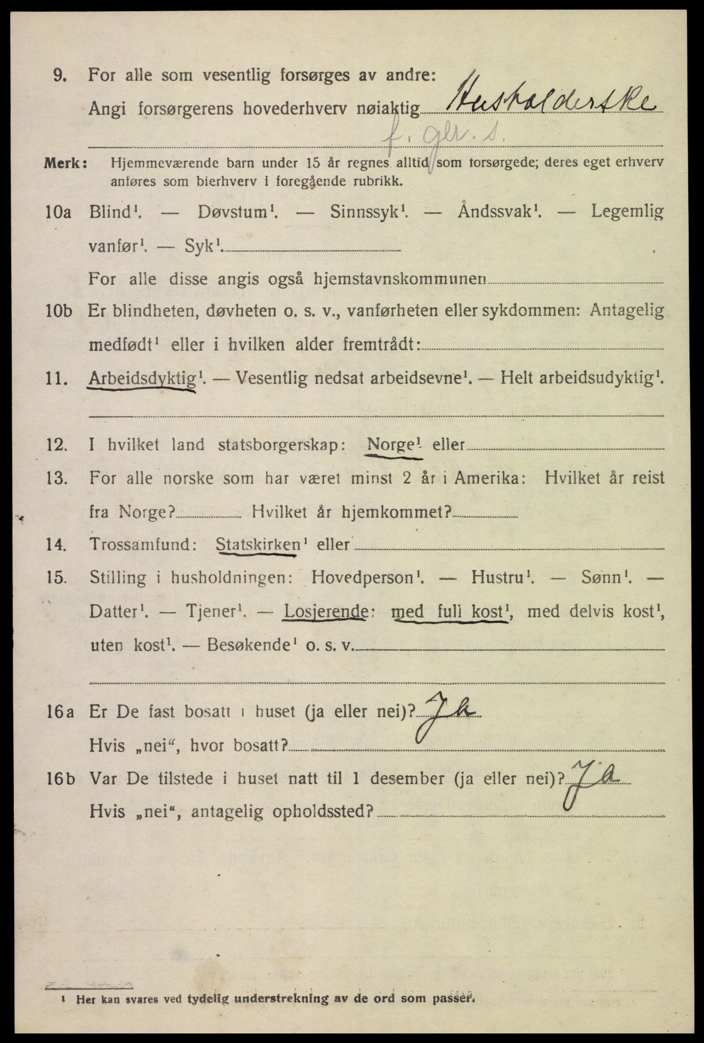 SAK, 1920 census for Åseral, 1920, p. 2477