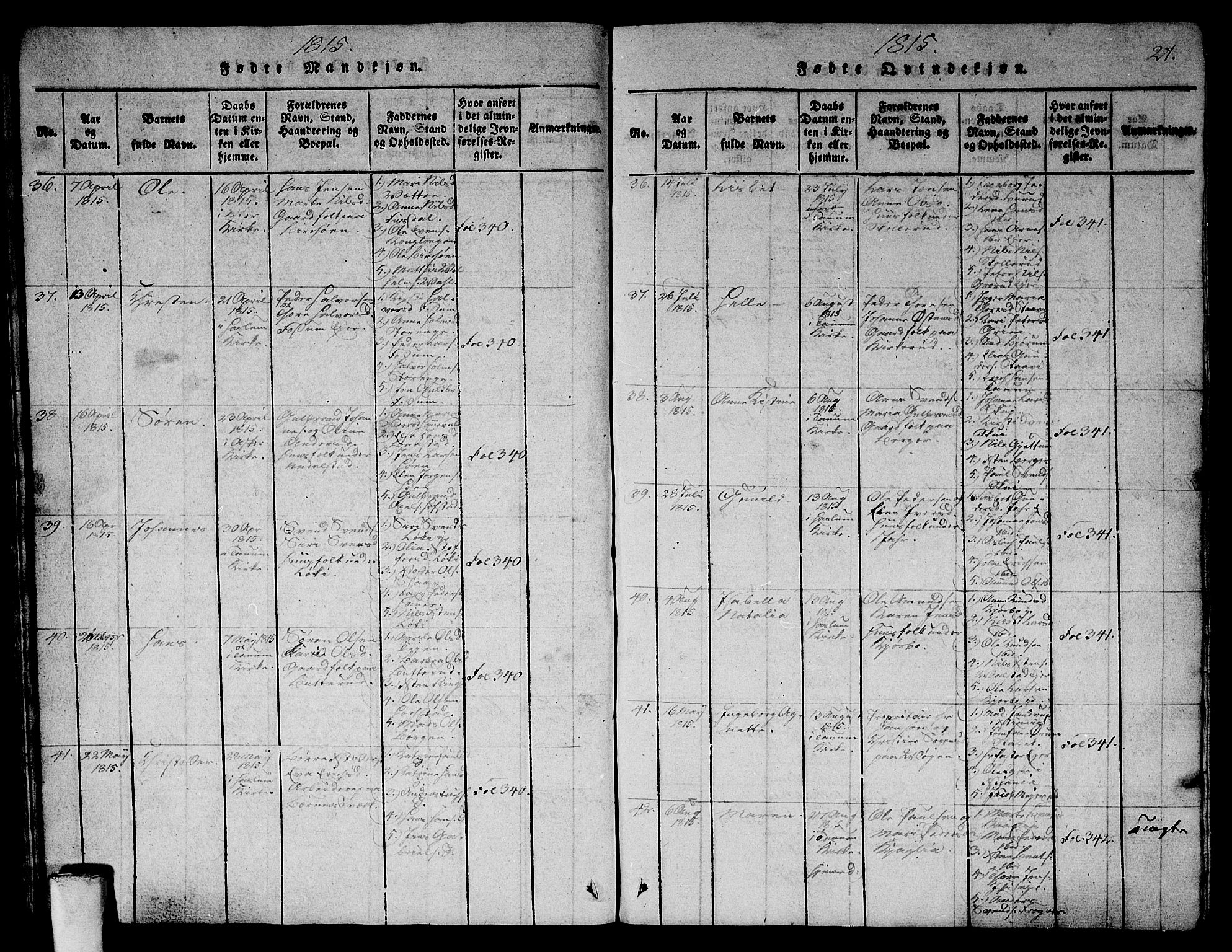 Asker prestekontor Kirkebøker, AV/SAO-A-10256a/G/Ga/L0001: Parish register (copy) no. I 1, 1814-1830, p. 21