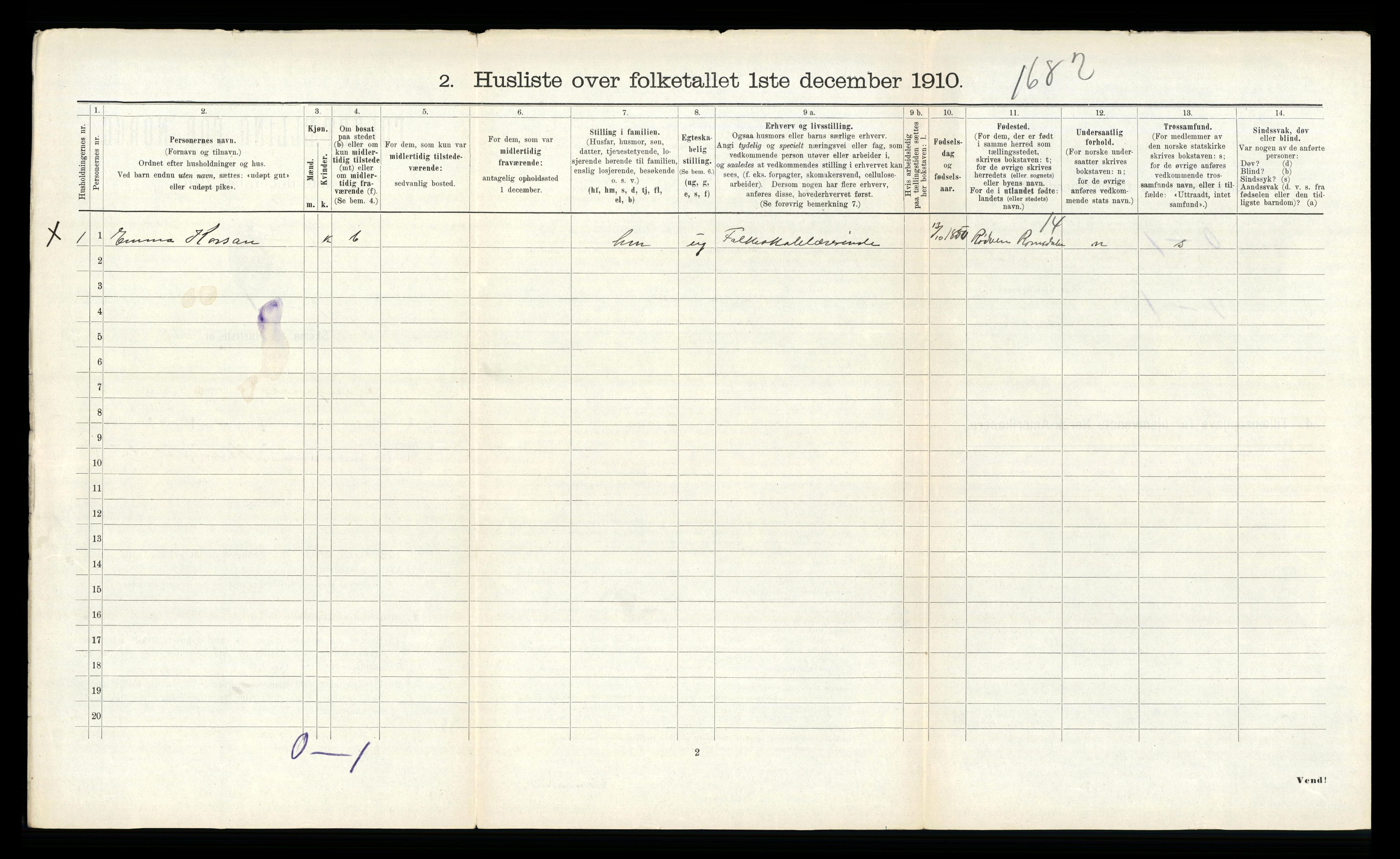 RA, 1910 census for Tingvoll, 1910, p. 398