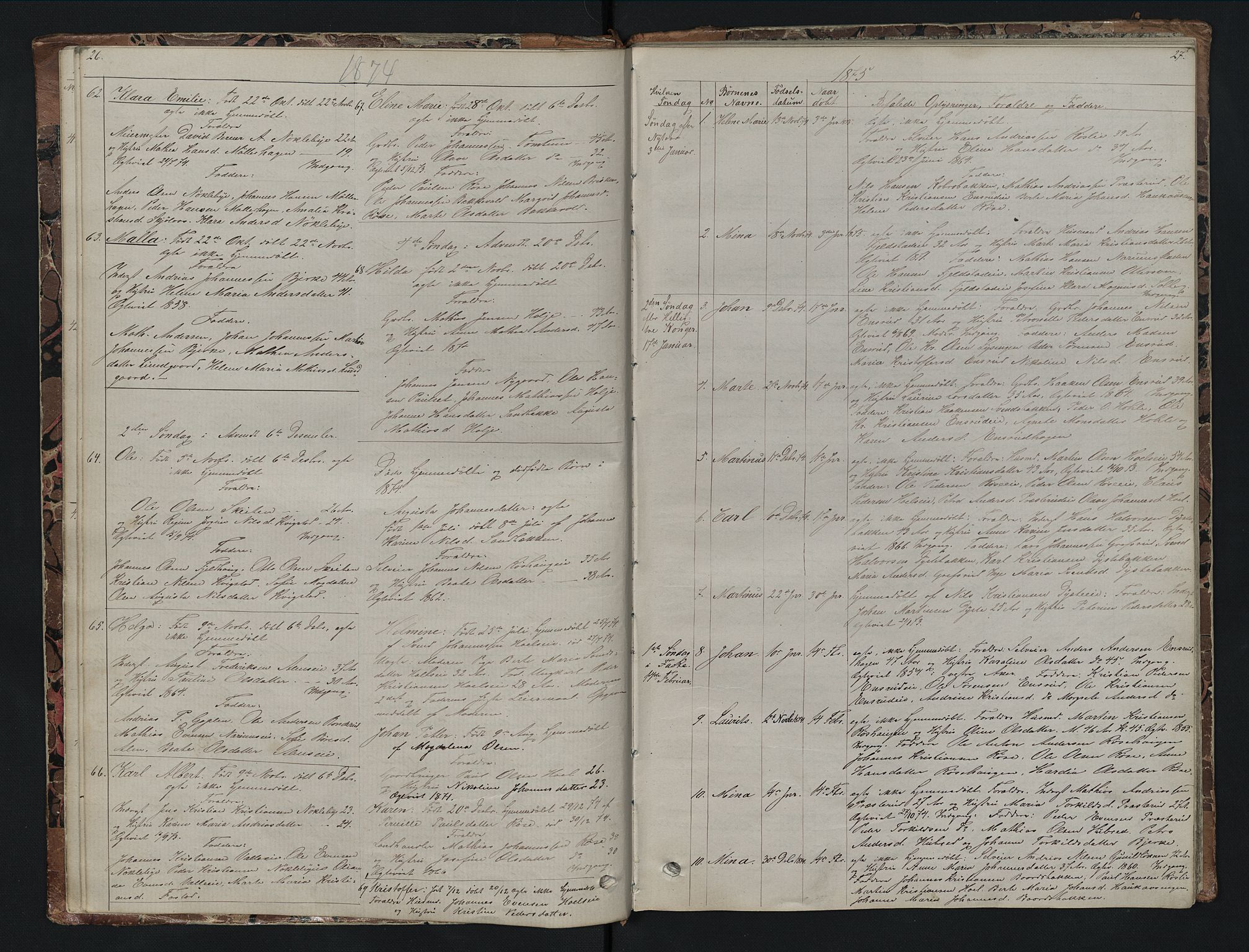 Vestre Toten prestekontor, SAH/PREST-108/H/Ha/Hab/L0007: Parish register (copy) no. 7, 1872-1900, p. 26-27