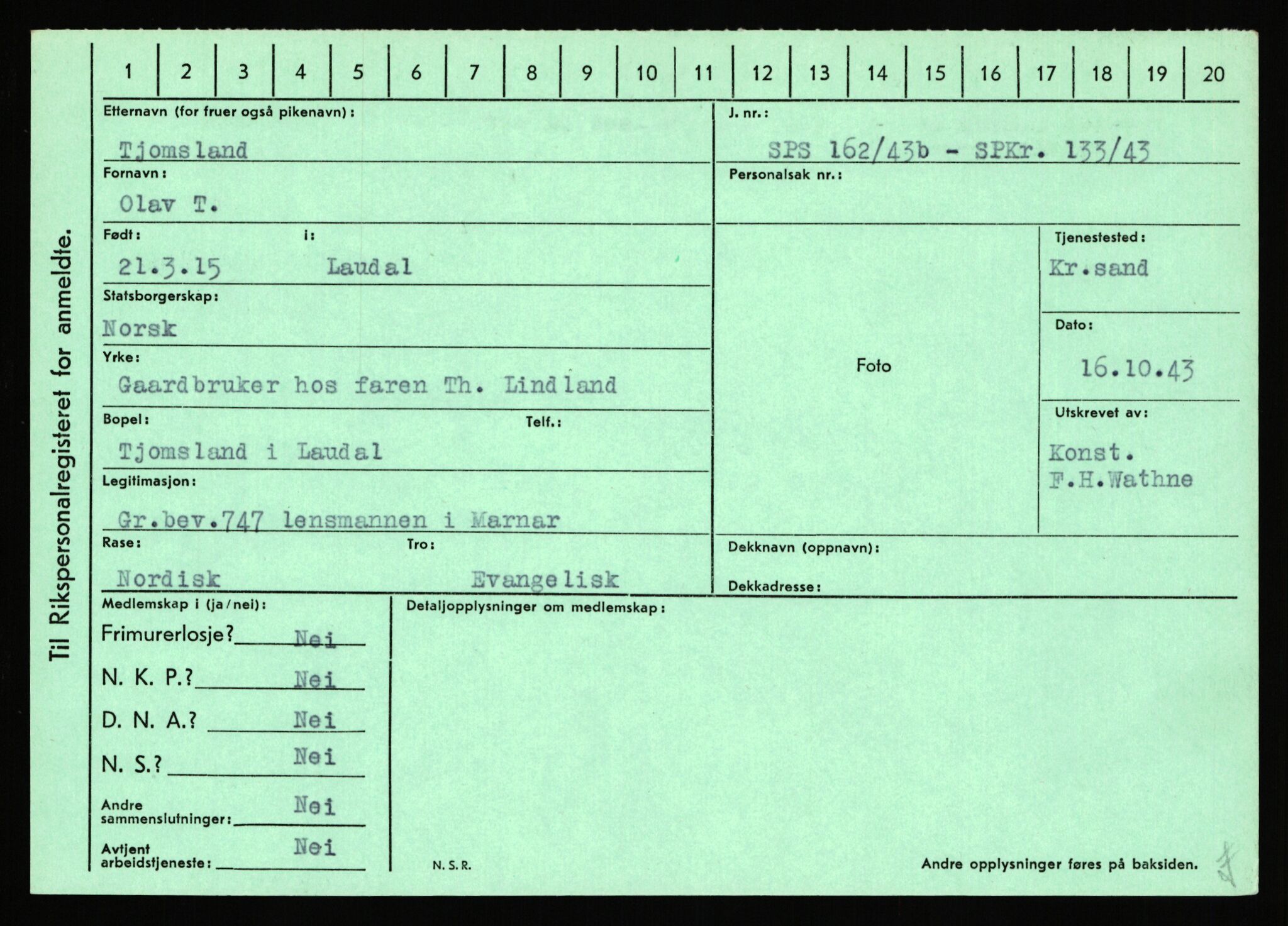 Statspolitiet - Hovedkontoret / Osloavdelingen, AV/RA-S-1329/C/Ca/L0015: Svea - Tøsse, 1943-1945, p. 3286