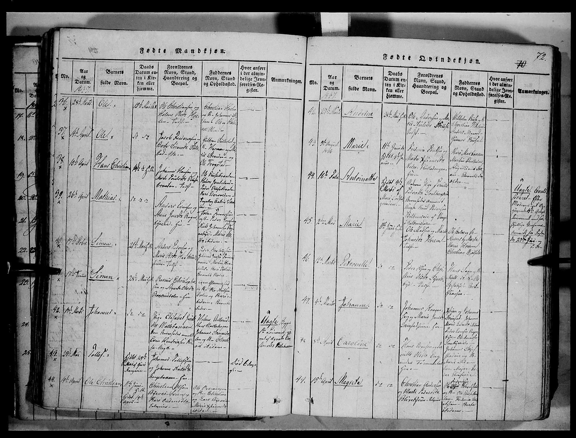 Østre Toten prestekontor, SAH/PREST-104/H/Ha/Haa/L0001: Parish register (official) no. 1, 1828-1839, p. 72