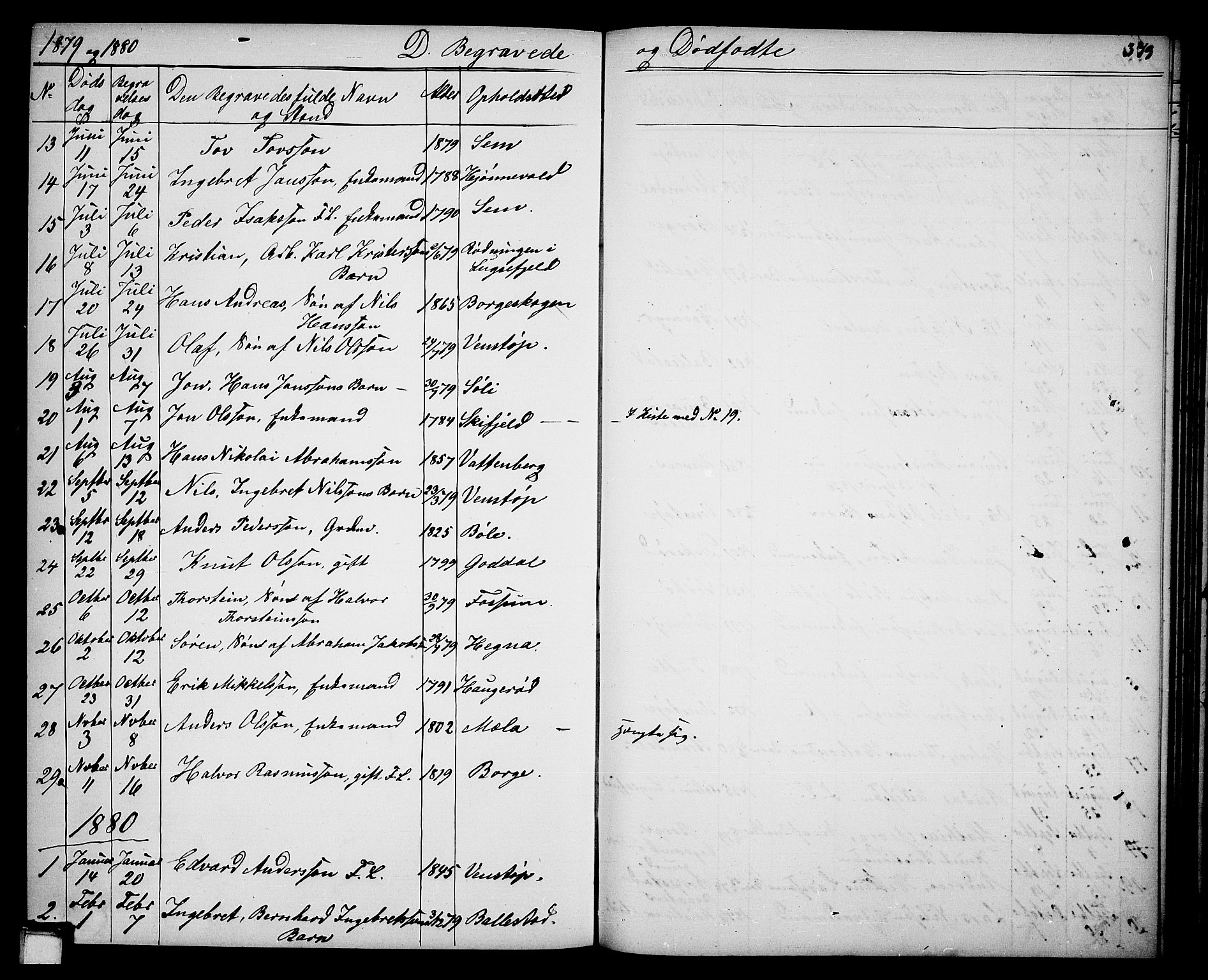 Gjerpen kirkebøker, SAKO/A-265/G/Ga/L0001: Parish register (copy) no. I 1, 1864-1882, p. 379