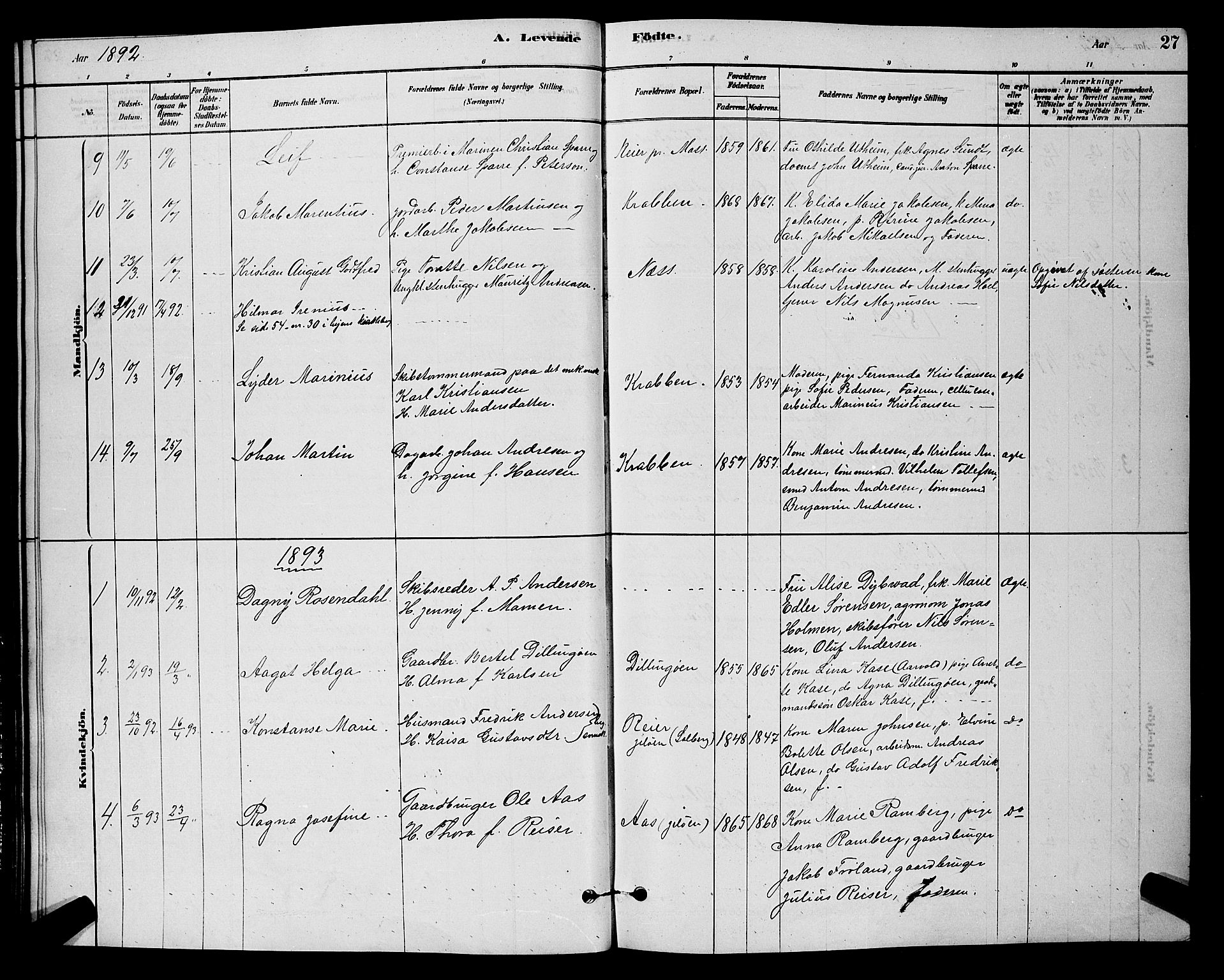Moss prestekontor Kirkebøker, AV/SAO-A-2003/G/Gb/L0001: Parish register (copy) no. II 1, 1878-1900, p. 27