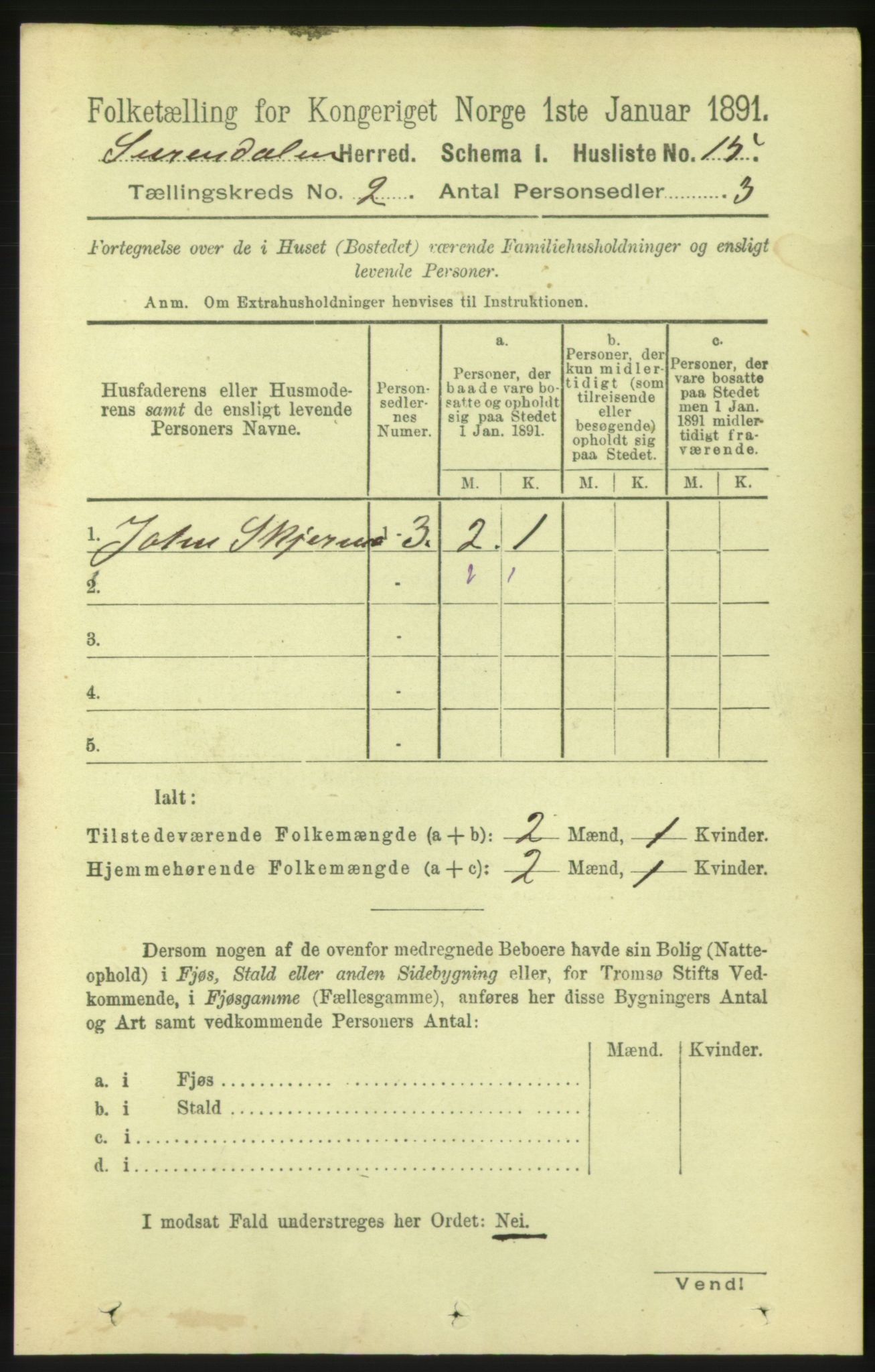 RA, 1891 census for 1566 Surnadal, 1891, p. 485