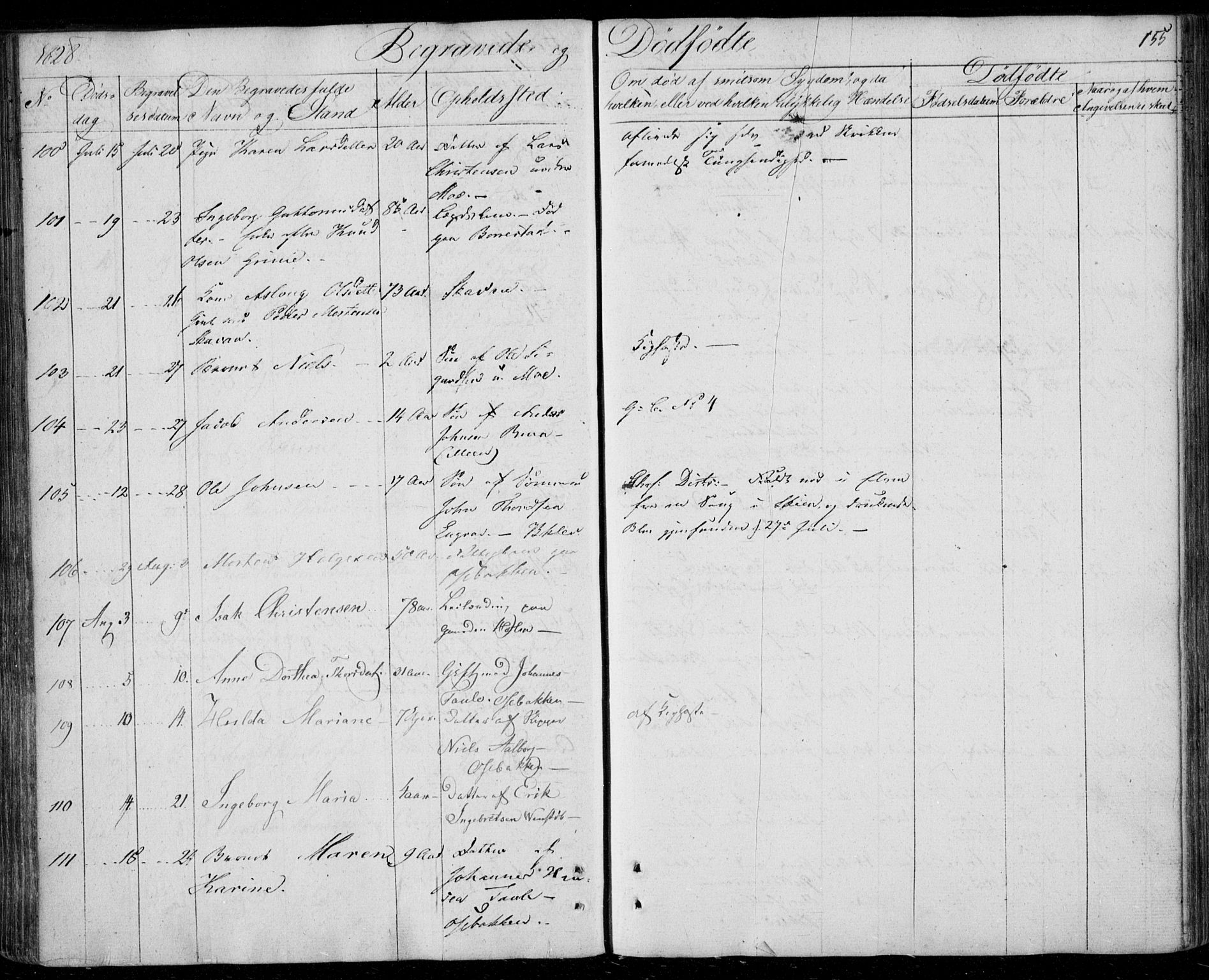 Gjerpen kirkebøker, AV/SAKO-A-265/F/Fa/L0005: Parish register (official) no. I 5, 1823-1829, p. 155