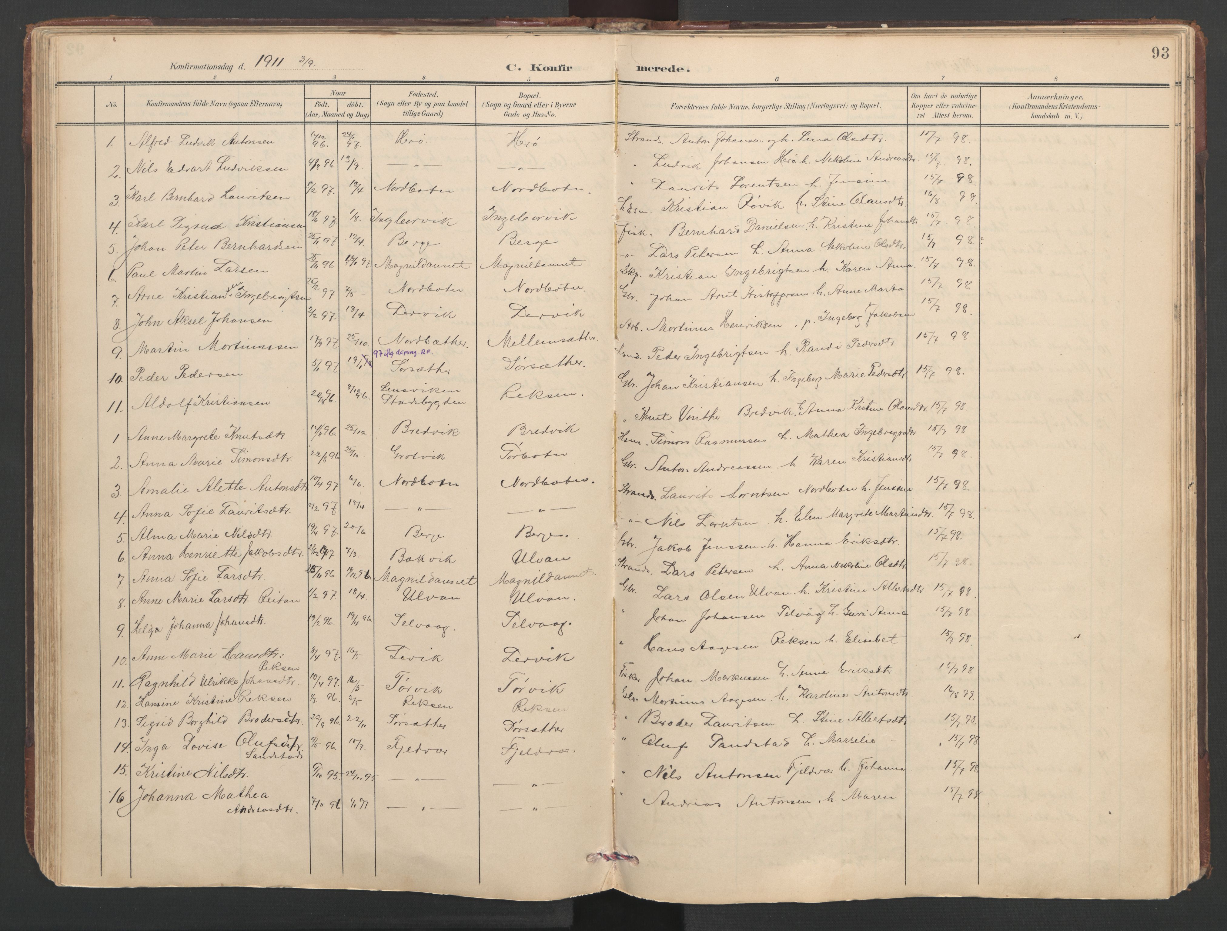 Ministerialprotokoller, klokkerbøker og fødselsregistre - Sør-Trøndelag, SAT/A-1456/638/L0571: Parish register (copy) no. 638C03, 1901-1930, p. 93