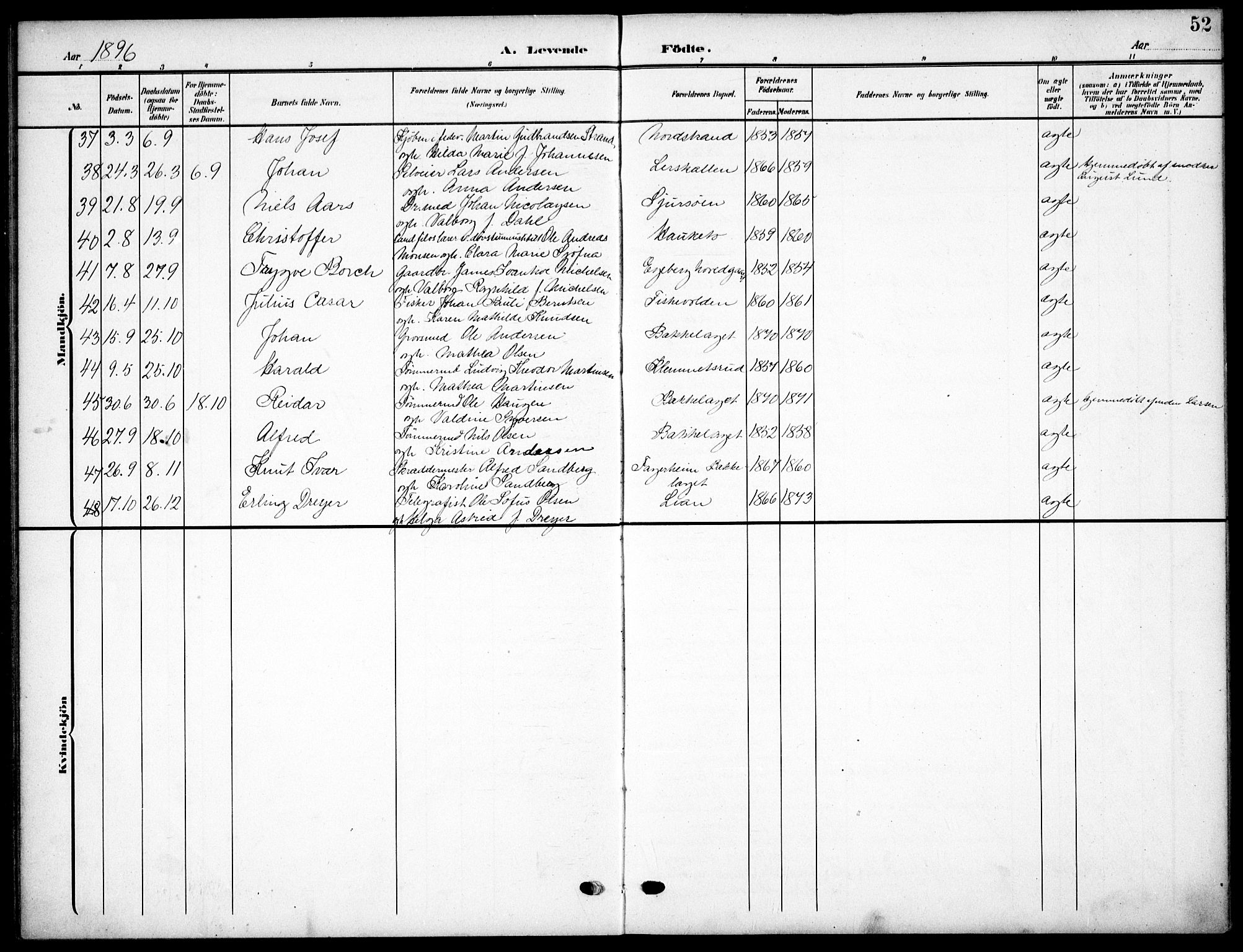 Nordstrand prestekontor Kirkebøker, AV/SAO-A-10362a/F/Fa/L0000: Parish register (official) no.  0, 1881-1900, p. 52