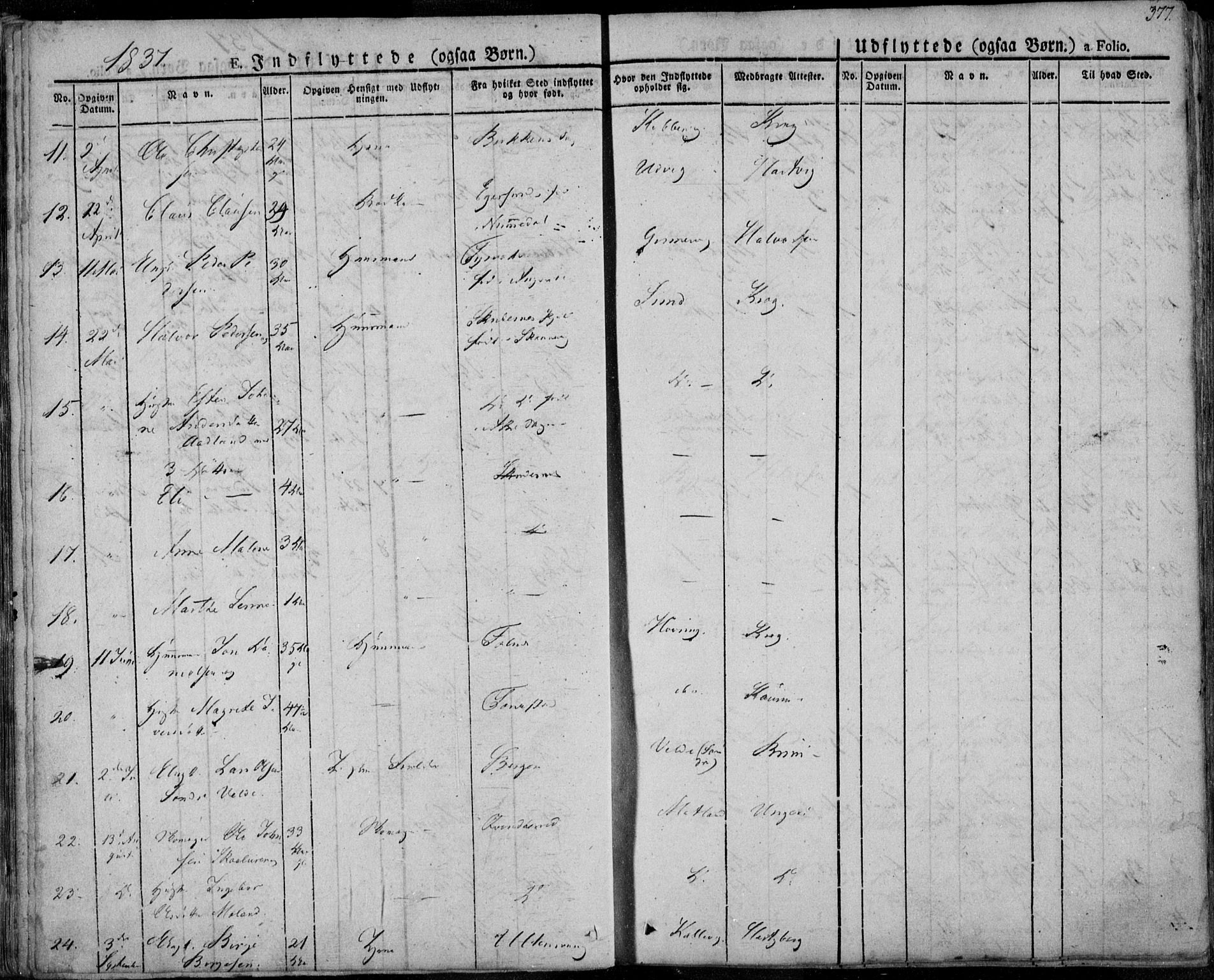 Avaldsnes sokneprestkontor, AV/SAST-A -101851/H/Ha/Haa/L0005: Parish register (official) no. A 5.2, 1825-1841, p. 377