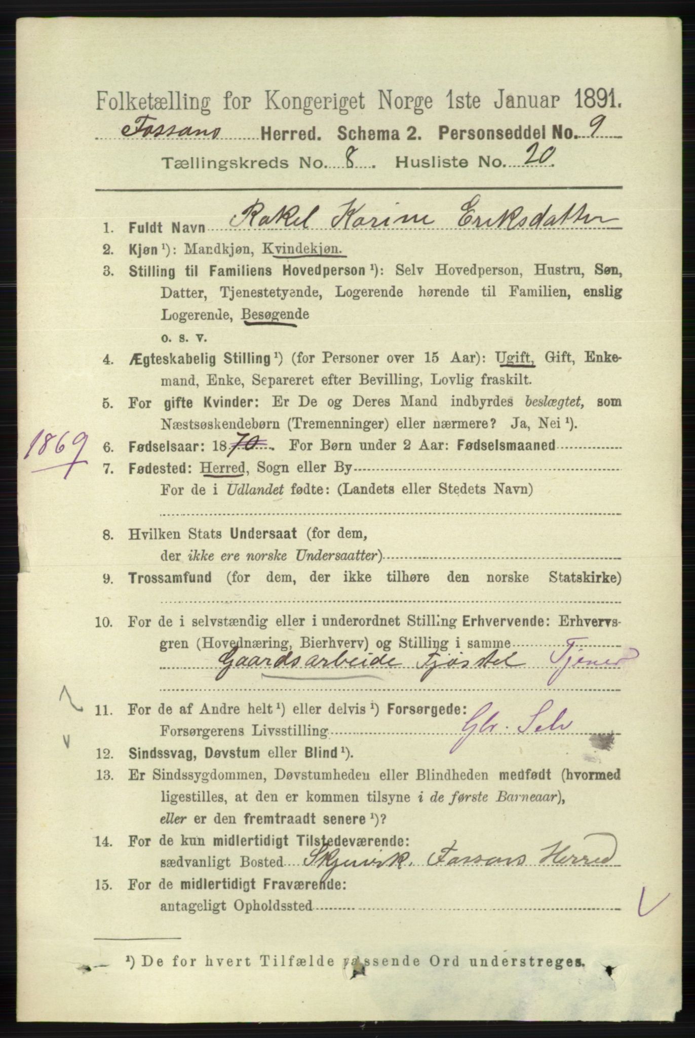 RA, 1891 census for 1129 Forsand, 1891, p. 1439