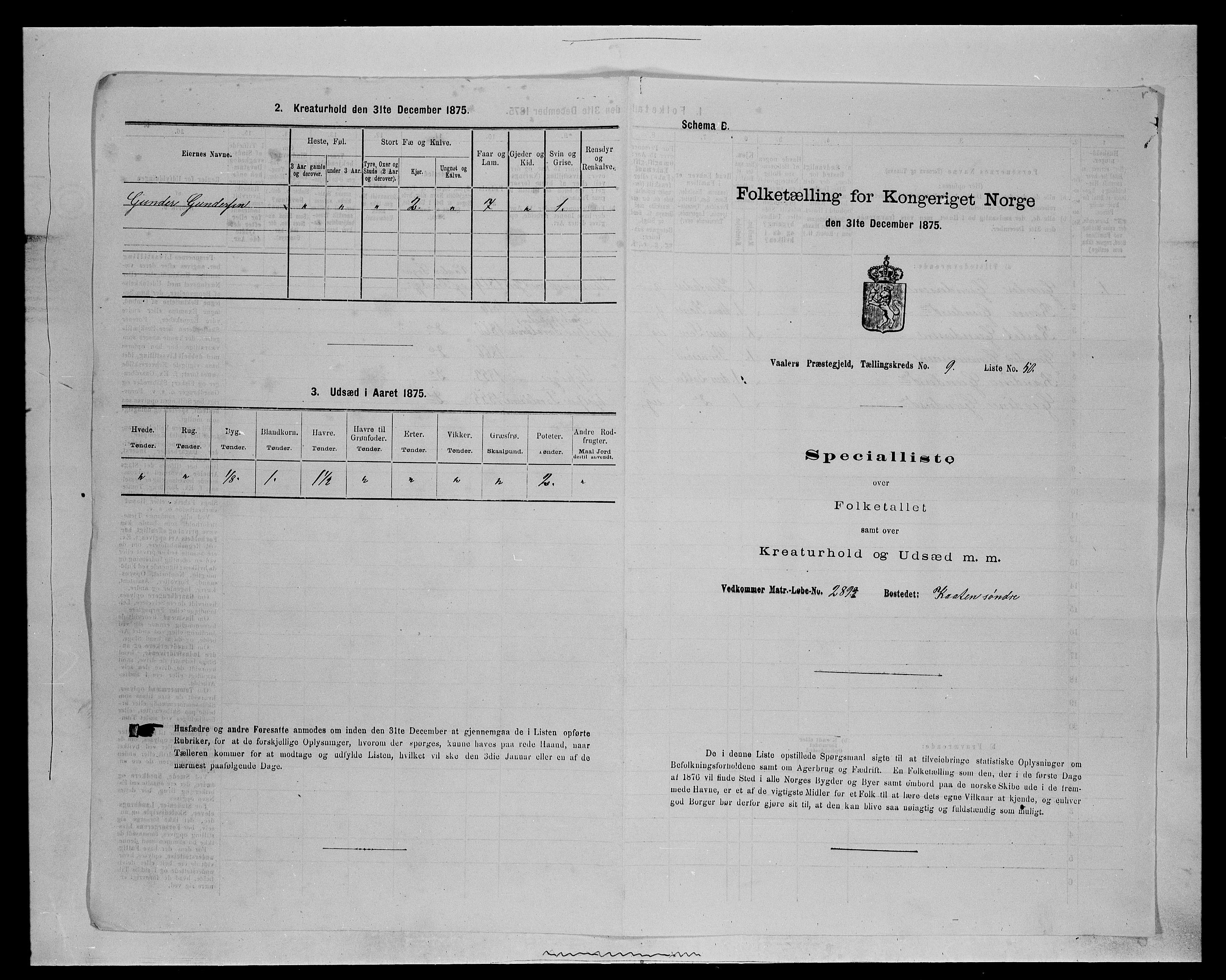 SAH, 1875 census for 0426P Våler parish (Hedmark), 1875, p. 1281