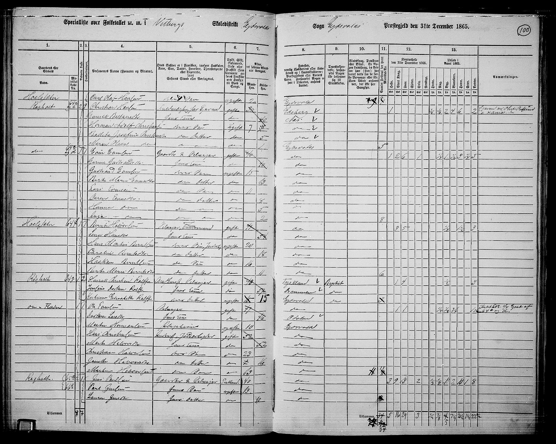 RA, 1865 census for Eidsvoll, 1865, p. 88