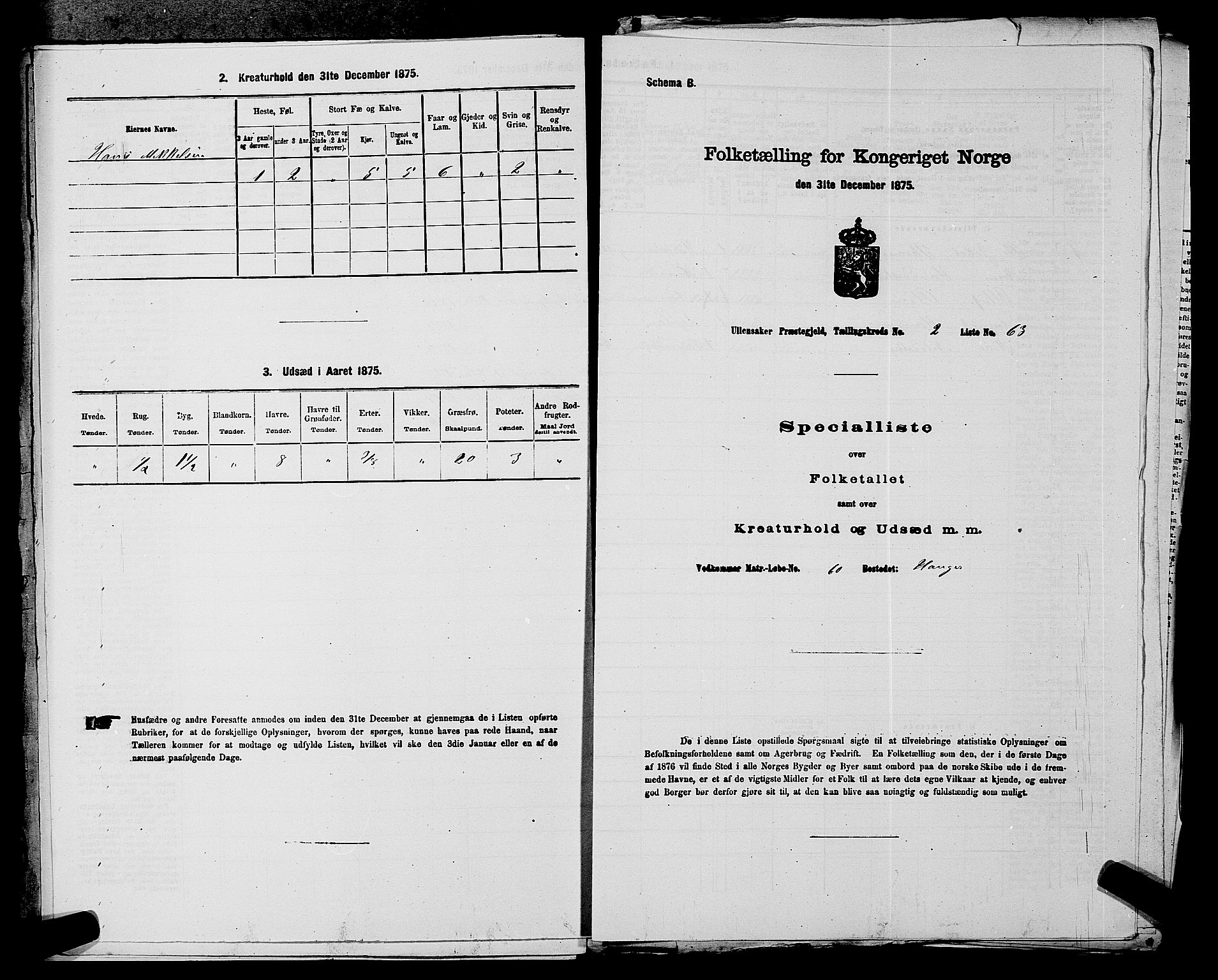 RA, 1875 census for 0235P Ullensaker, 1875, p. 294