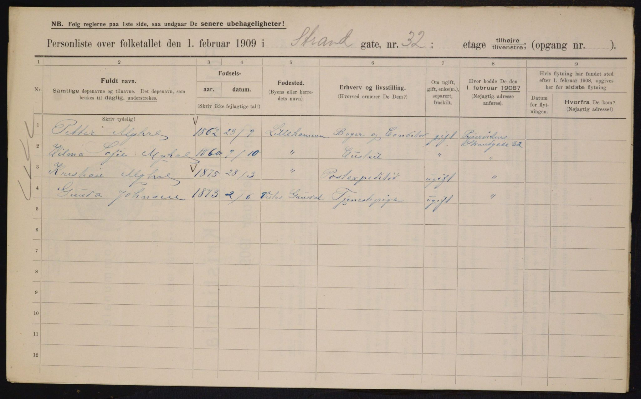 OBA, Municipal Census 1909 for Kristiania, 1909, p. 94032