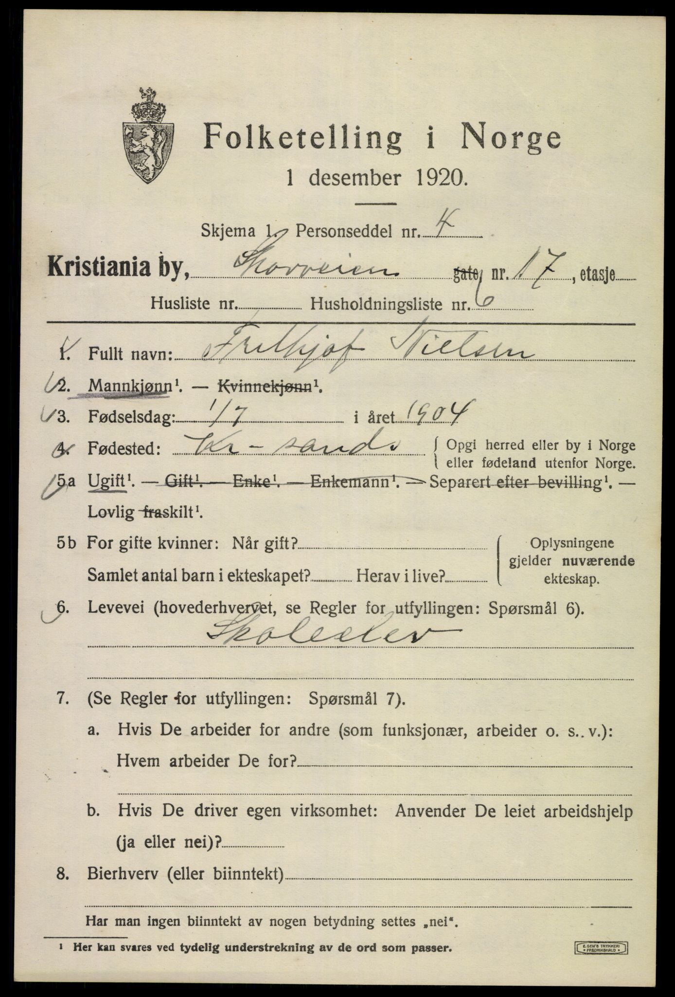 SAO, 1920 census for Kristiania, 1920, p. 516403