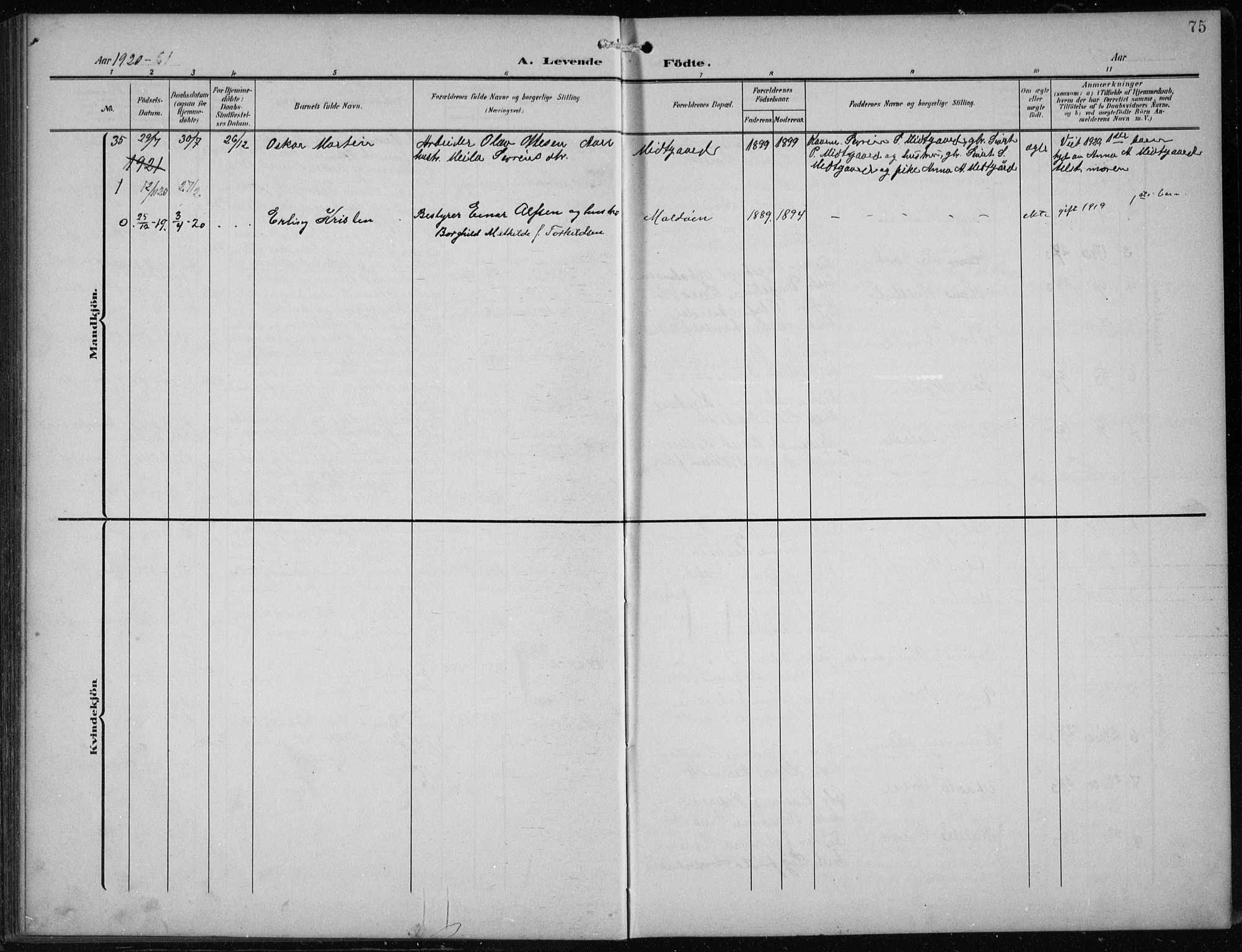 Vågsøy sokneprestembete, AV/SAB-A-81601/H/Hab: Parish register (copy) no. B 1, 1906-1934, p. 75