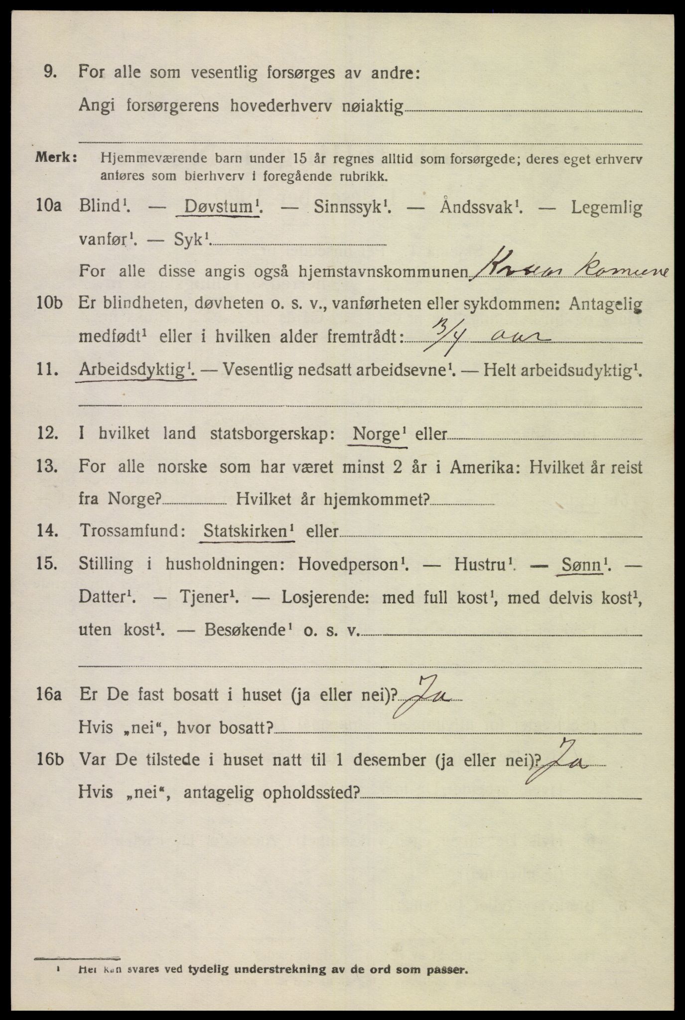 SAK, 1920 census for Kvås, 1920, p. 1307