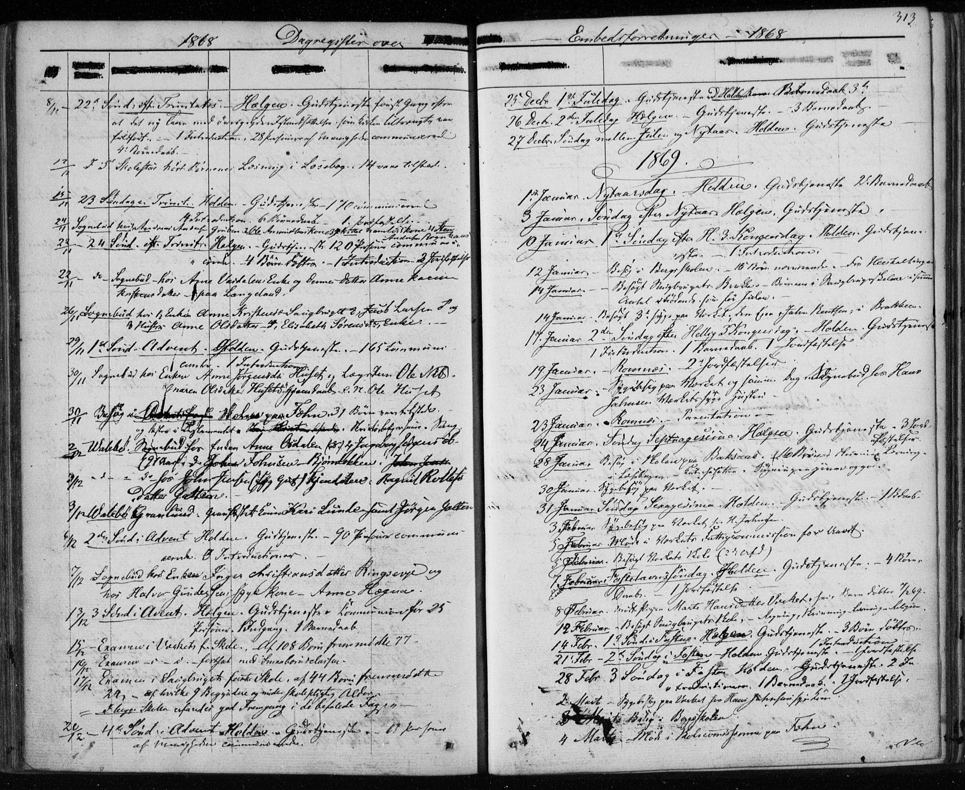 Holla kirkebøker, SAKO/A-272/F/Fa/L0006: Parish register (official) no. 6, 1861-1869, p. 313