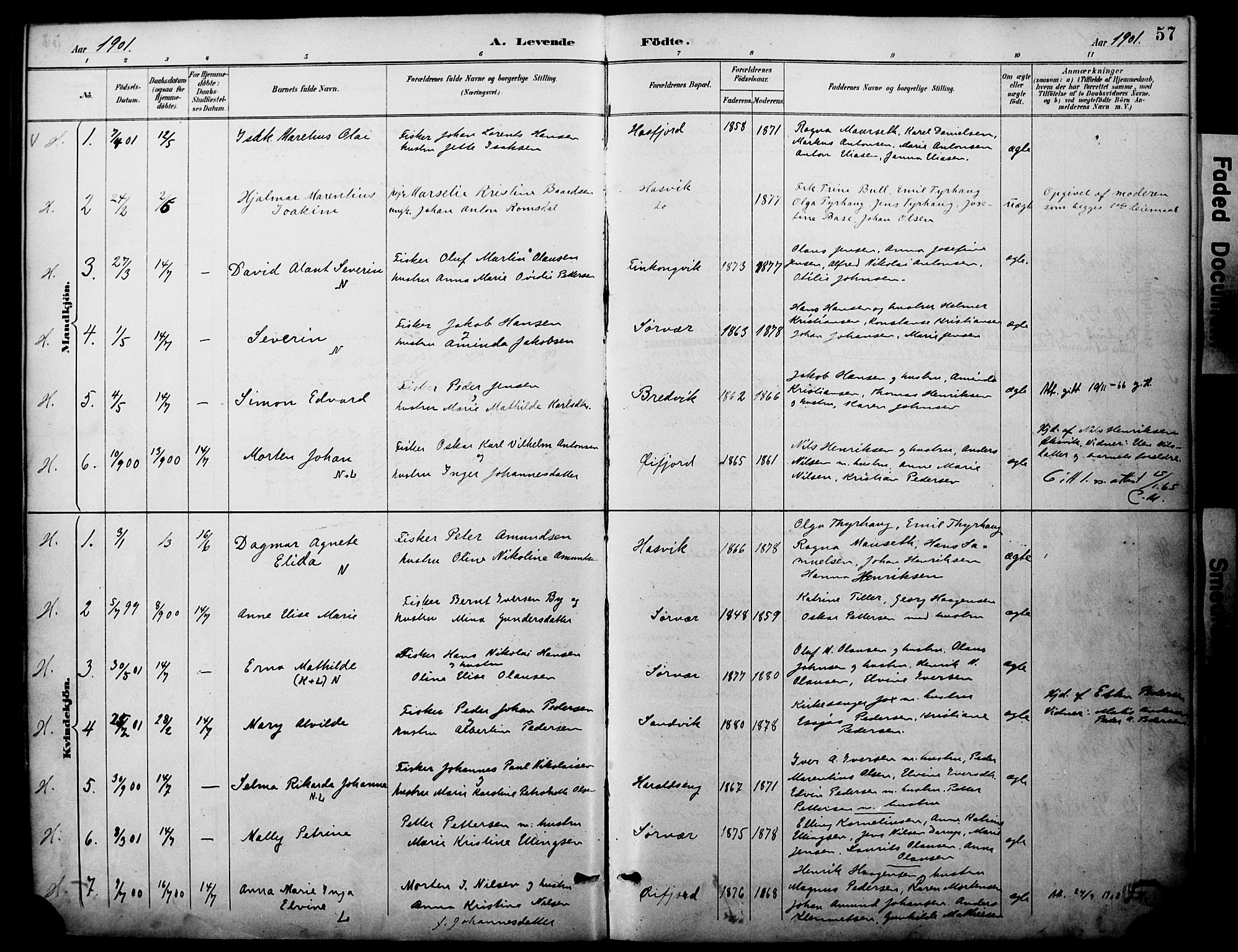 Loppa sokneprestkontor, SATØ/S-1339/H/Ha/L0008kirke: Parish register (official) no. 8, 1889-1907, p. 57