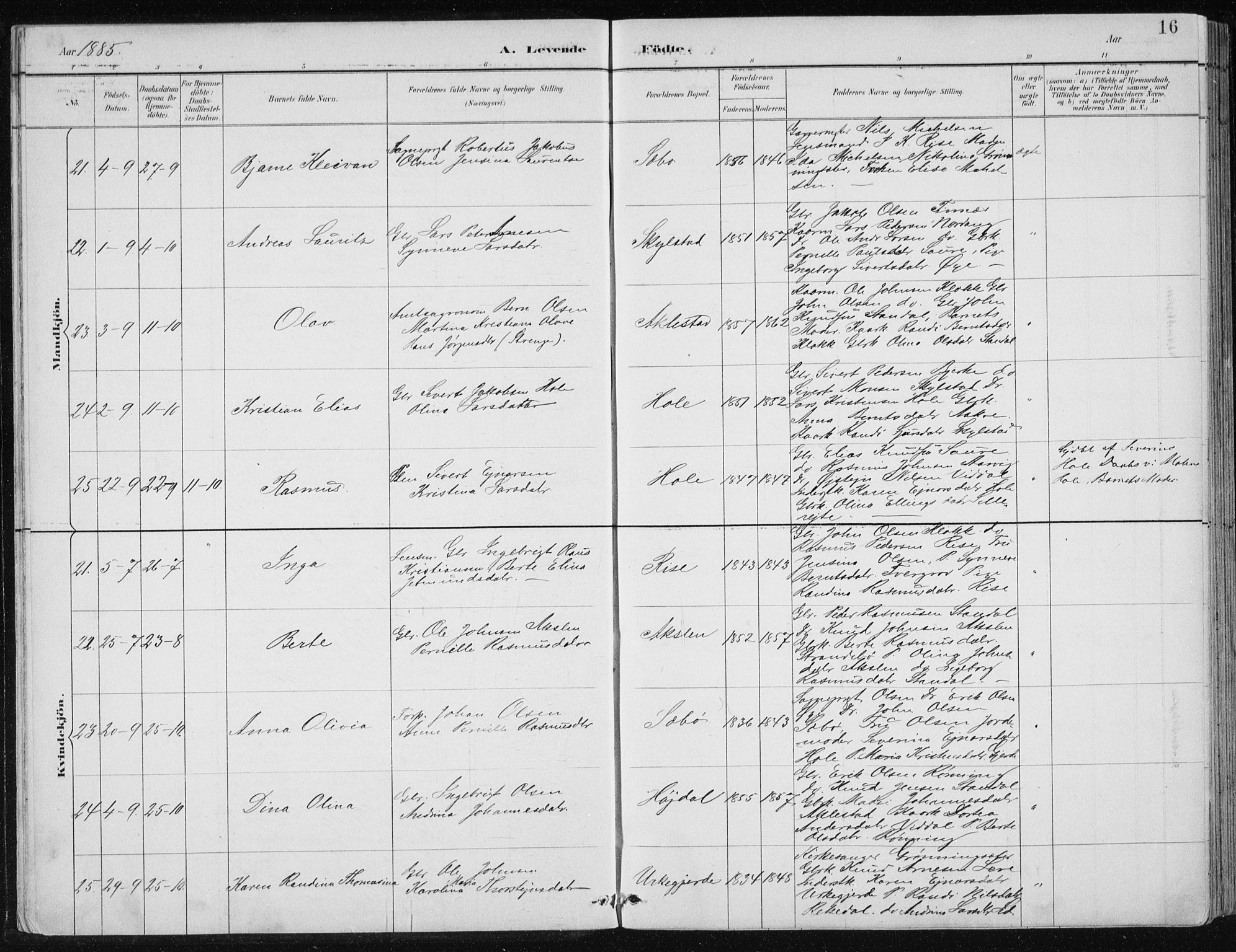 Ministerialprotokoller, klokkerbøker og fødselsregistre - Møre og Romsdal, AV/SAT-A-1454/515/L0215: Parish register (copy) no. 515C02, 1884-1906, p. 16